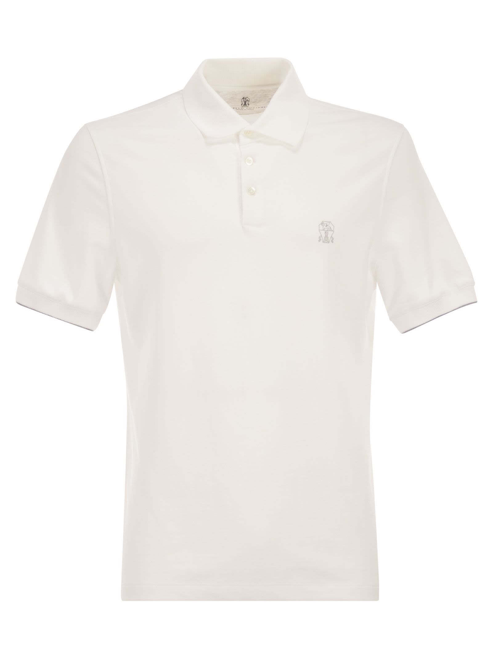 Brunello Cucinelli Men Cotton Polo Shirt With Printed Logo BRUNELLO CUCINELLI