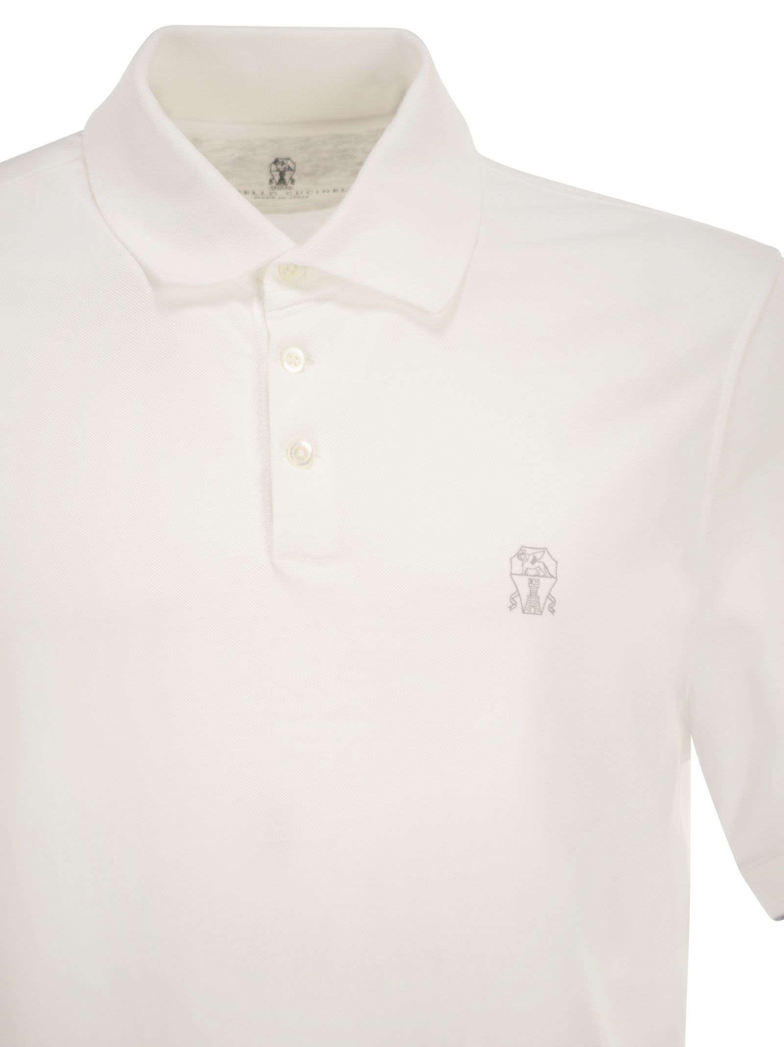 Brunello Cucinelli Men Cotton Polo Shirt With Printed Logo BRUNELLO CUCINELLI