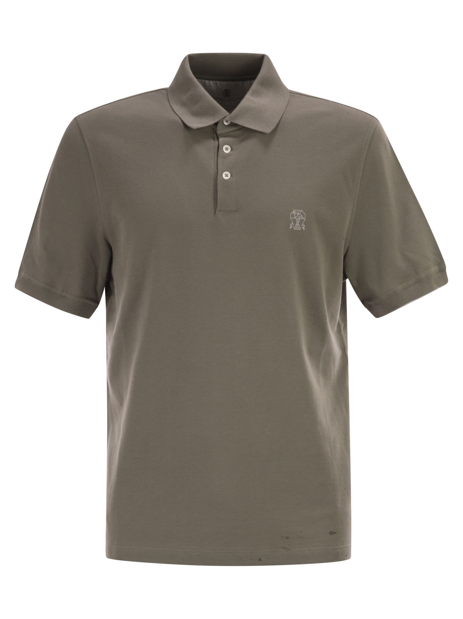 Brunello Cucinelli Men Cotton Polo Shirt With Printed Logo BRUNELLO CUCINELLI