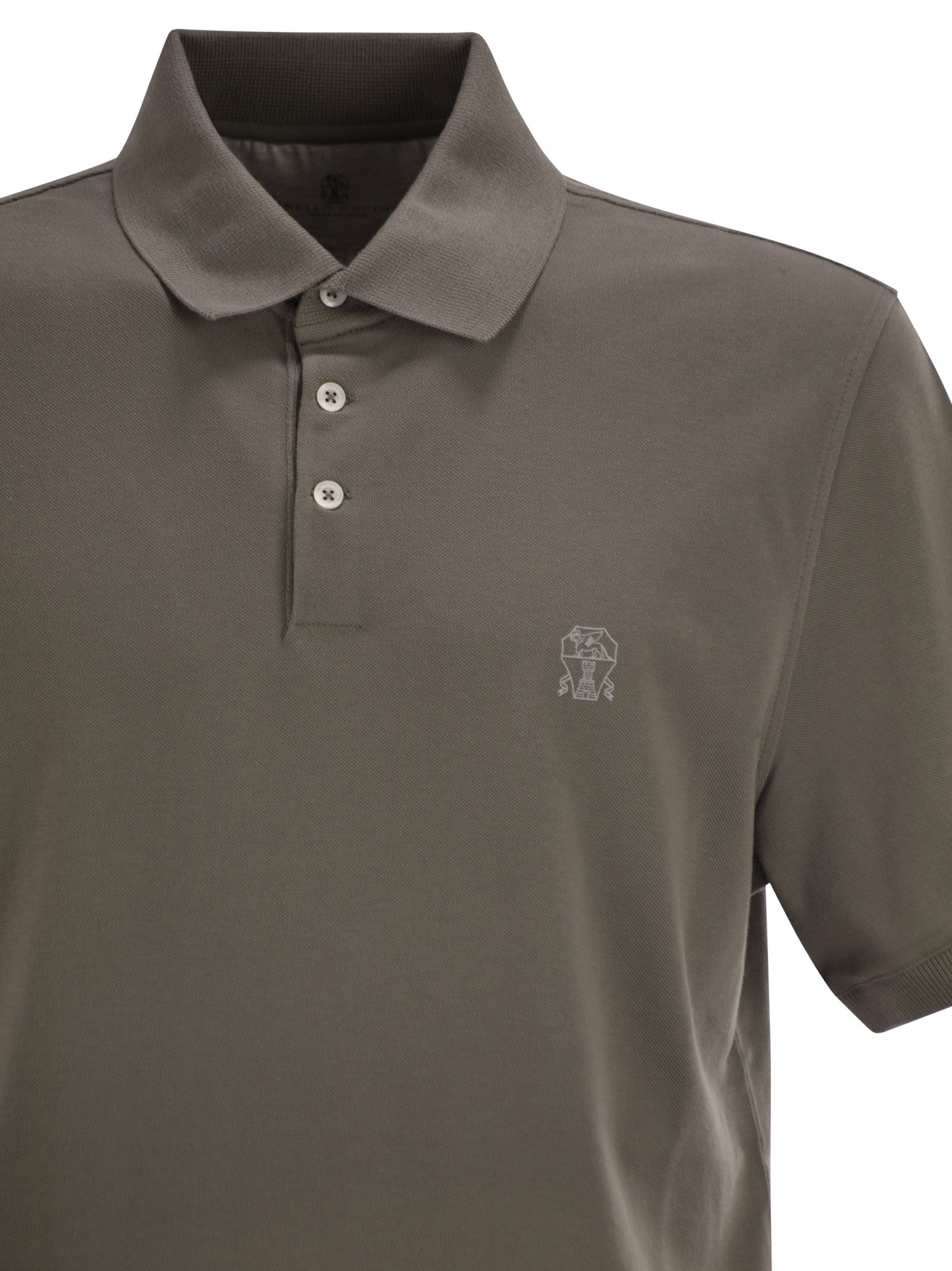 Brunello Cucinelli Men Cotton Polo Shirt With Printed Logo BRUNELLO CUCINELLI