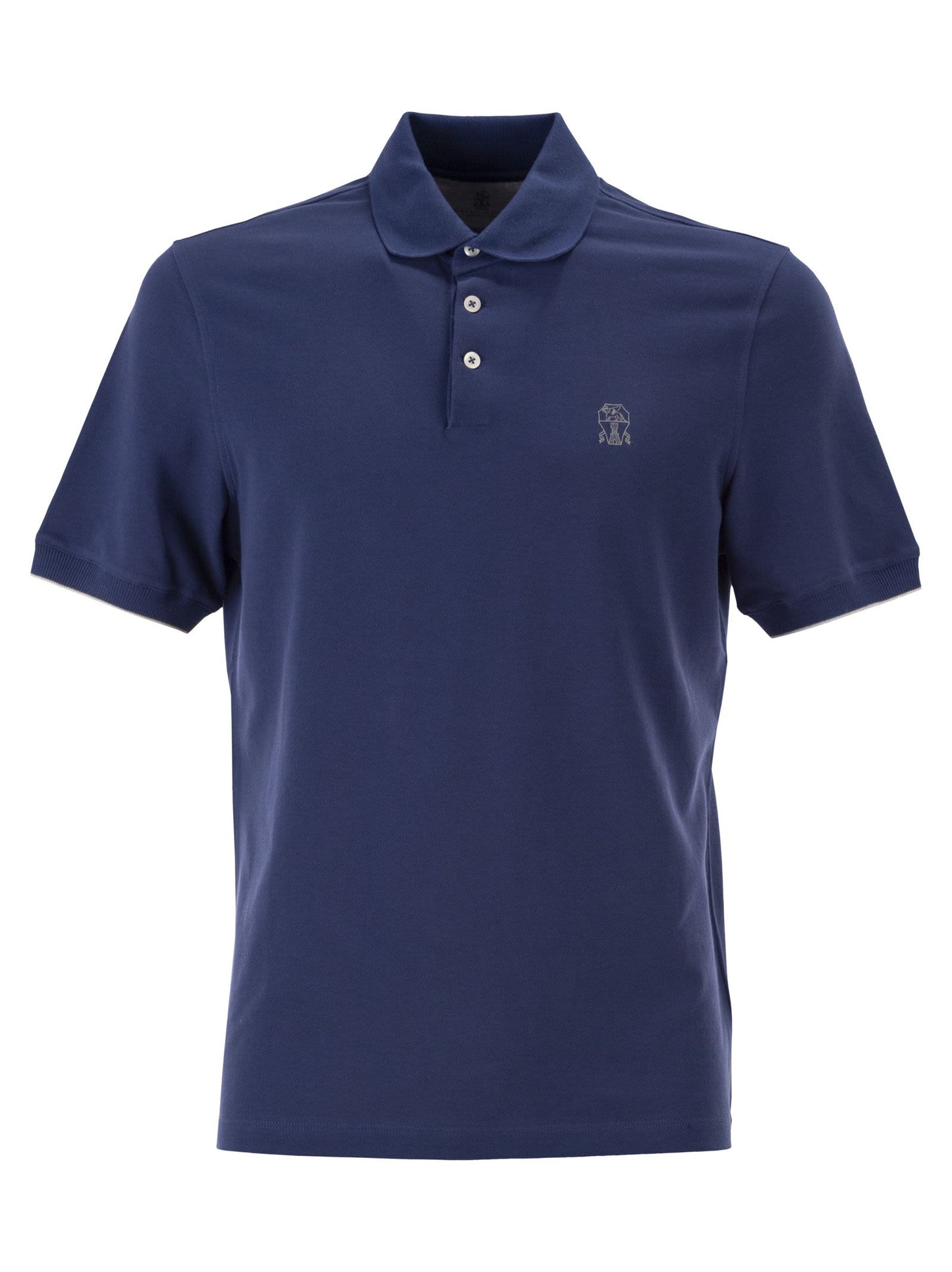Brunello Cucinelli Men Cotton Polo Shirt With Printed Logo BRUNELLO CUCINELLI