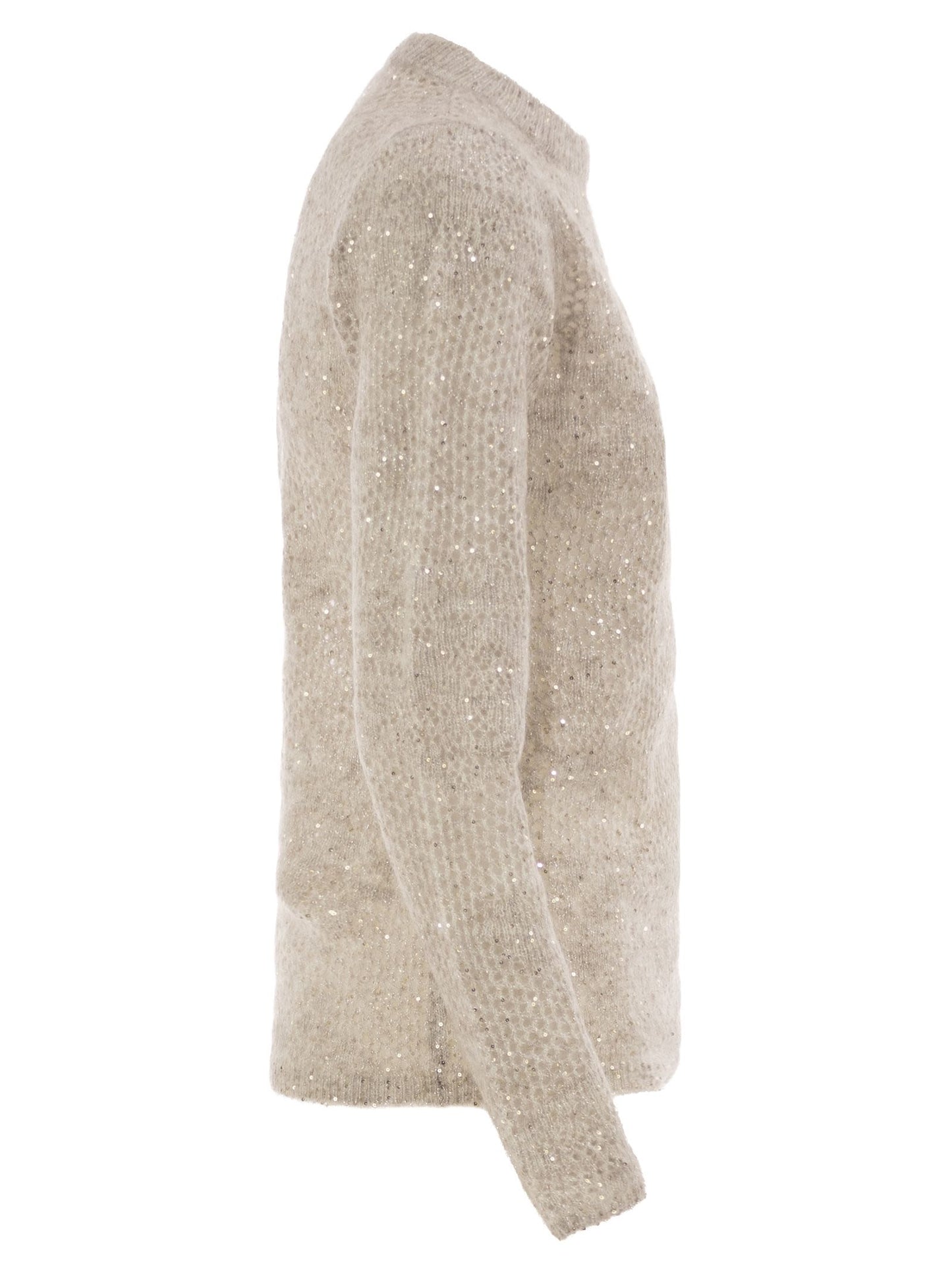 Brunello Cucinelli Women Crew-Neck Mohair And Wool-Blend Sweater With Sequins BRUNELLO CUCINELLI