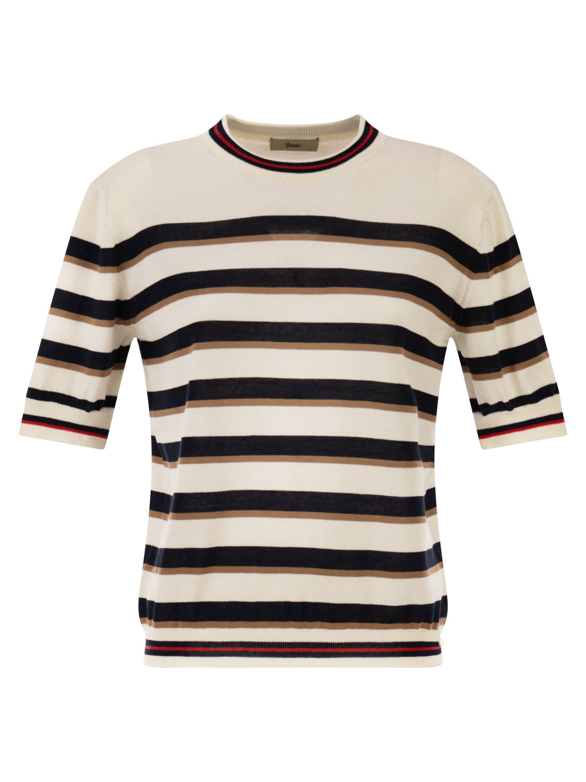 Herno Women Short-Sleeved Striped Cotton Jumper HERNO