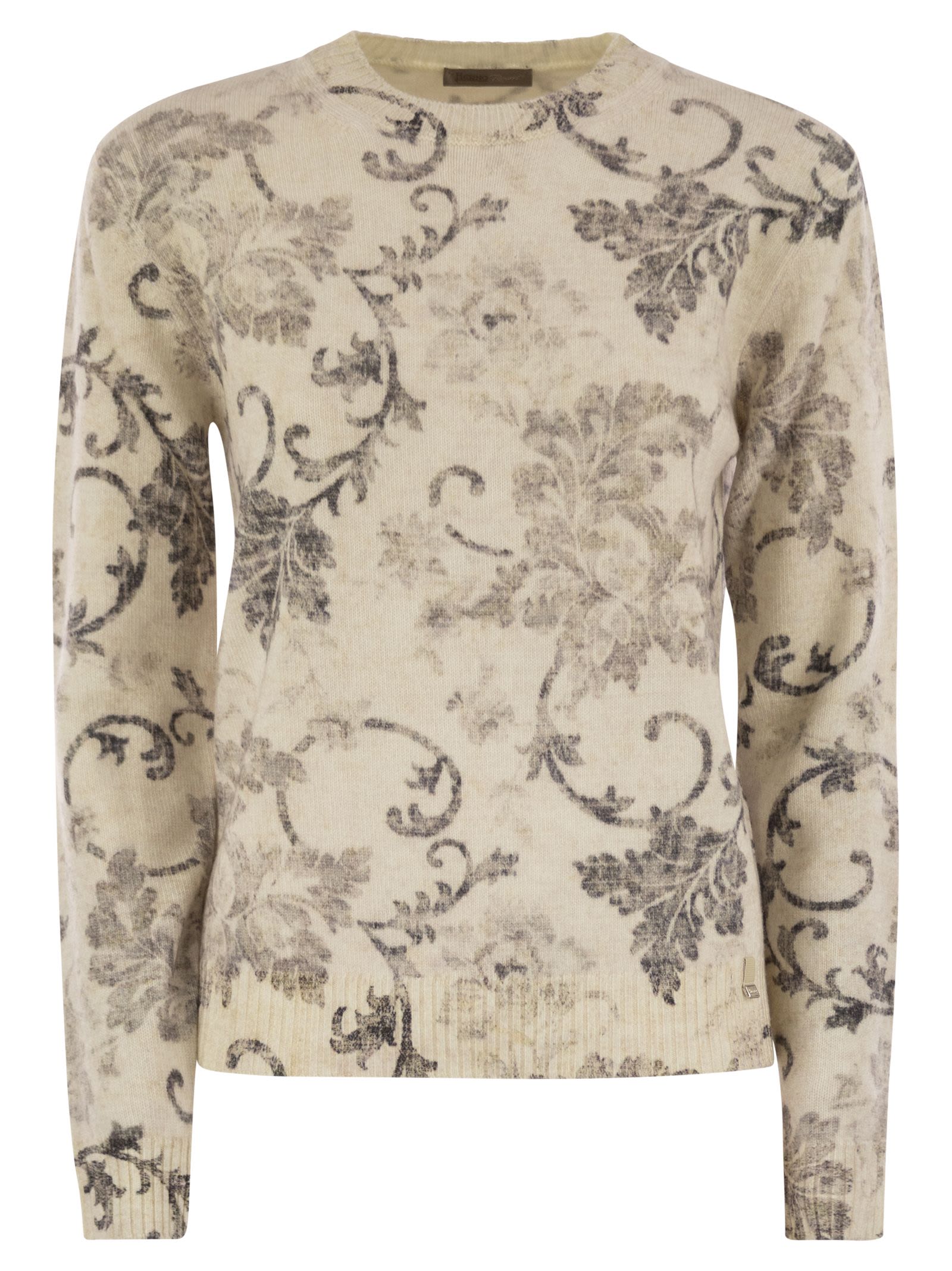 Herno Women Wool Jumper With Floral Pattern HERNO