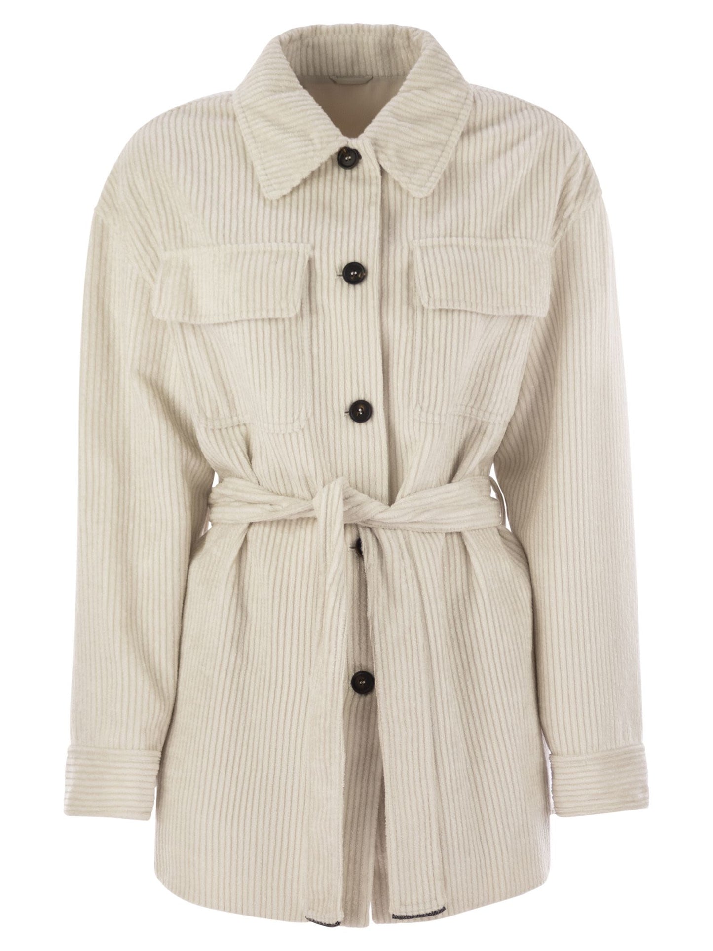 Brunello Cucinelli Women Corduroy Safari-Style Jacket With Jewellery BRUNELLO CUCINELLI