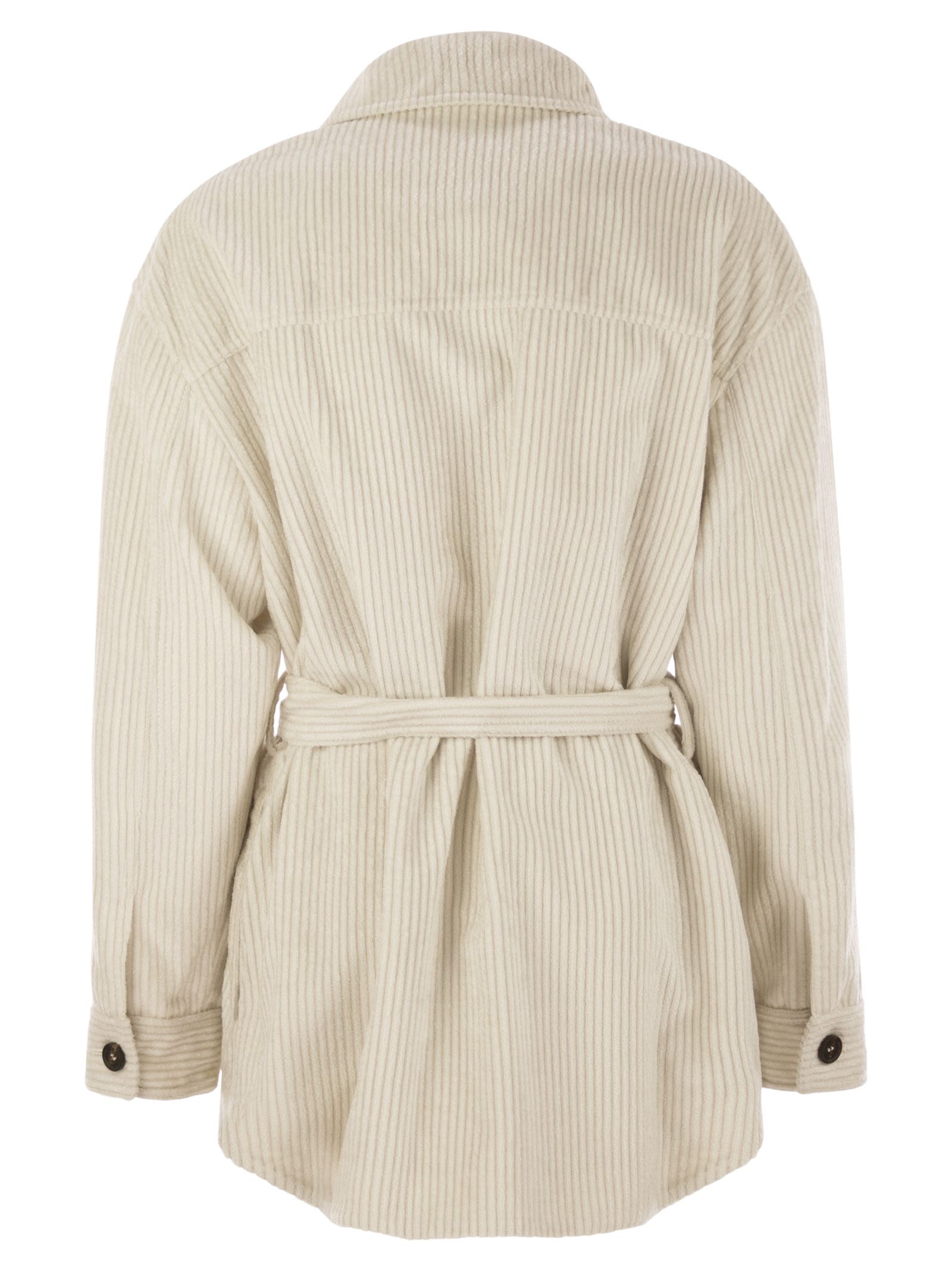 Brunello Cucinelli Women Corduroy Safari-Style Jacket With Jewellery BRUNELLO CUCINELLI