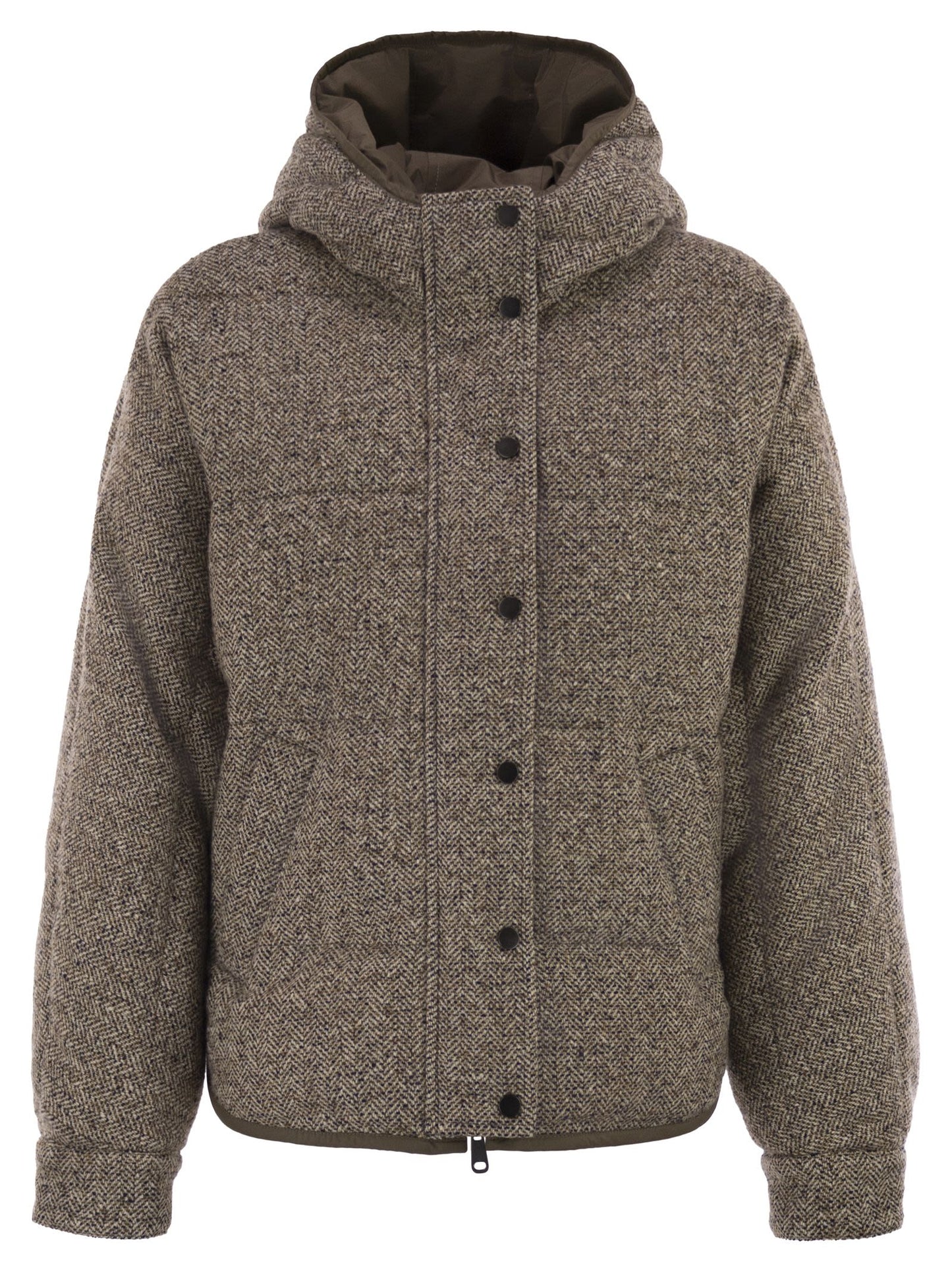 Brunello Cucinelli Women Reversible Virgin Wool And Silk Down Jacket With Hood BRUNELLO CUCINELLI