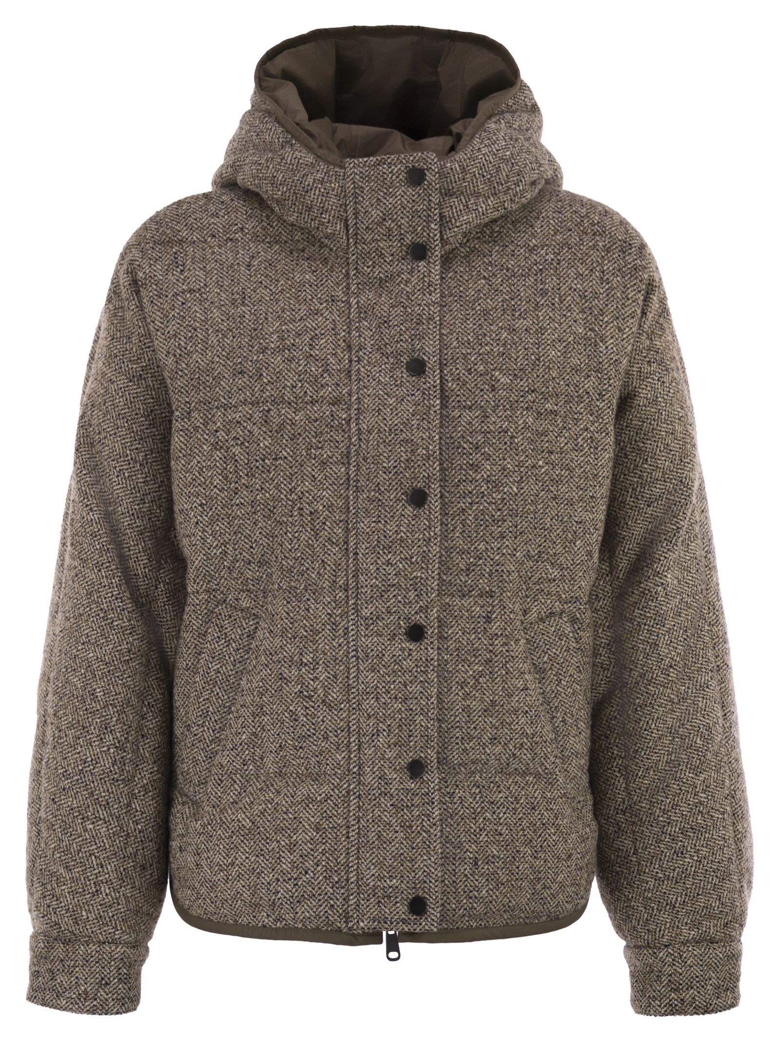 Brunello Cucinelli Women Reversible Virgin Wool And Silk Down Jacket With Hood BRUNELLO CUCINELLI