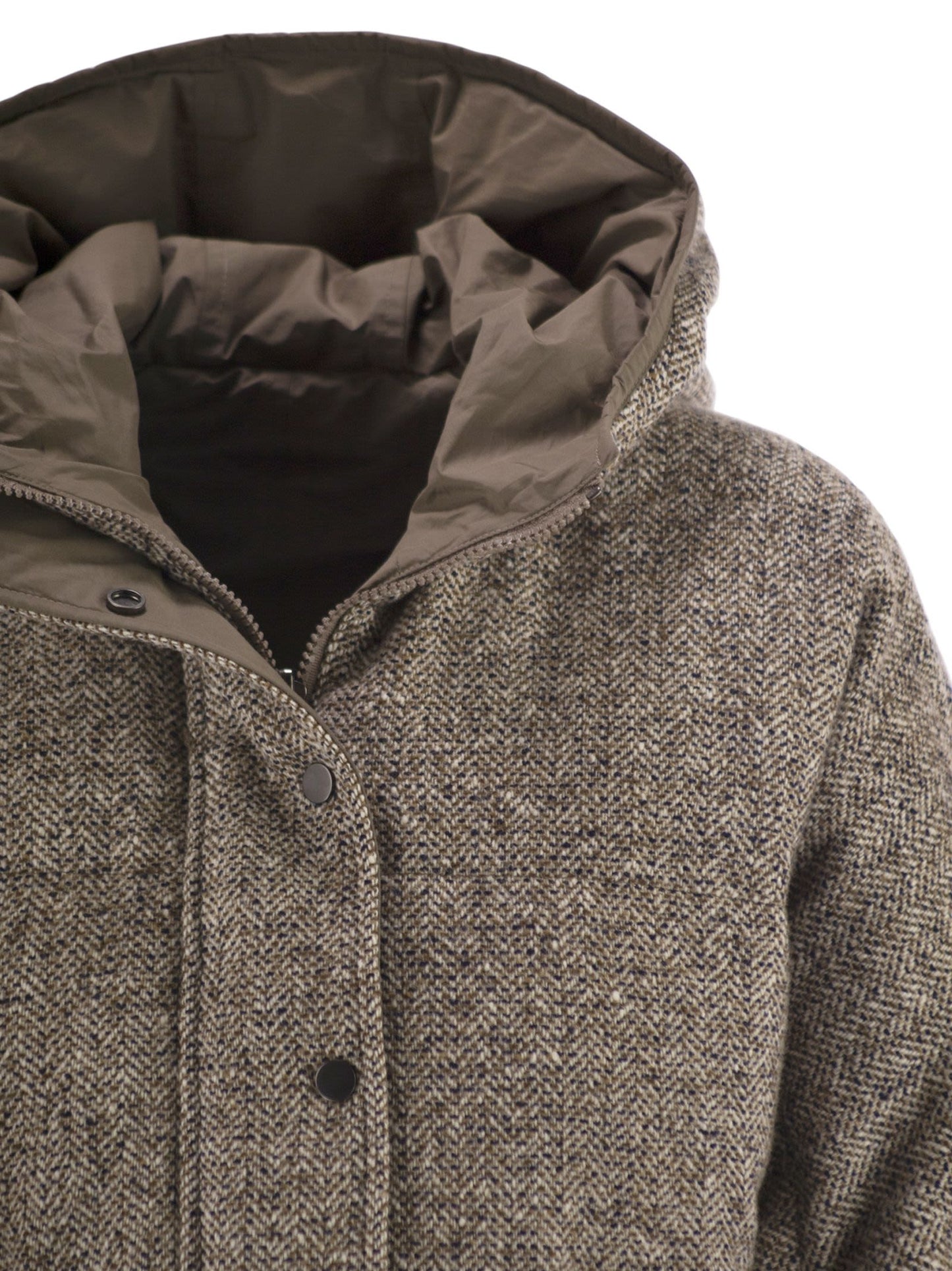Brunello Cucinelli Women Reversible Virgin Wool And Silk Down Jacket With Hood BRUNELLO CUCINELLI