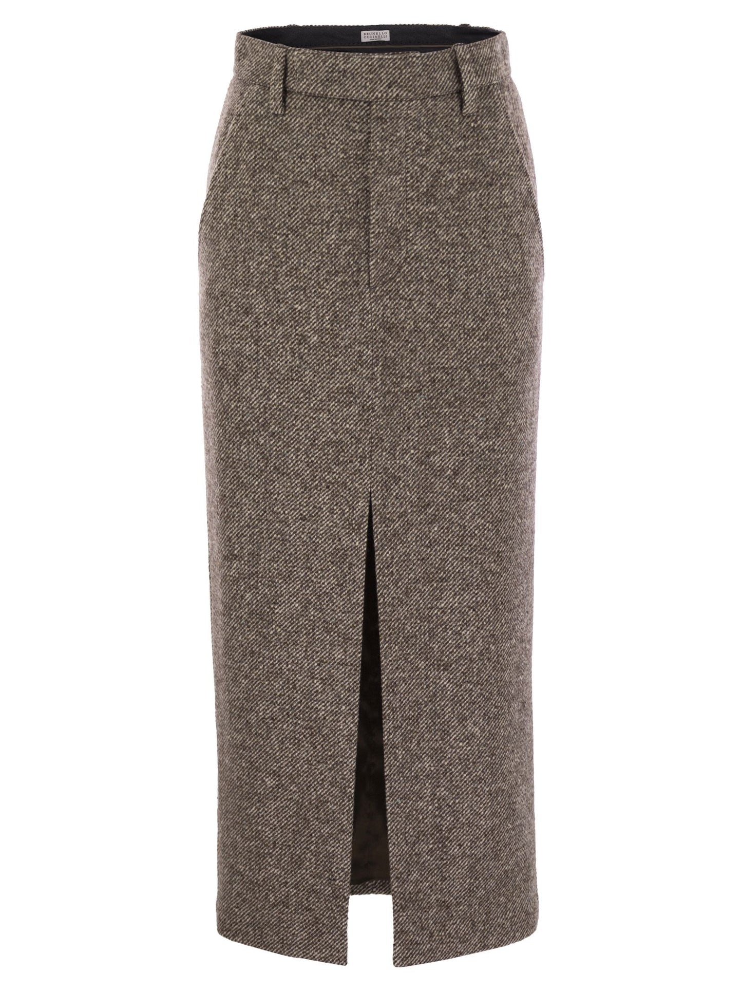 Brunello Cucinelli Women Sartorial Pencil Skirt In Diagonal Mélange Of Virgin Wool And Silk With Moniline BRUNELLO CUCINELLI