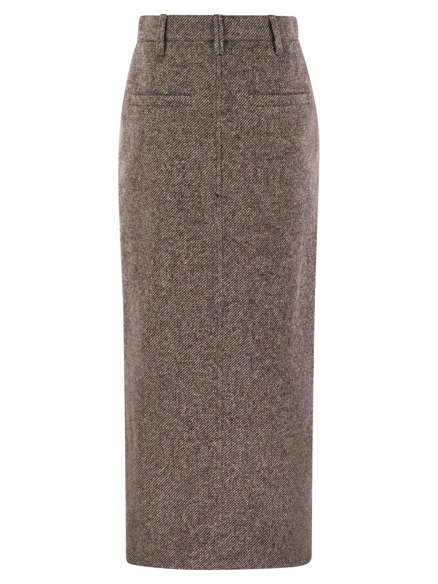Brunello Cucinelli Women Sartorial Pencil Skirt In Diagonal Mélange Of Virgin Wool And Silk With Moniline BRUNELLO CUCINELLI