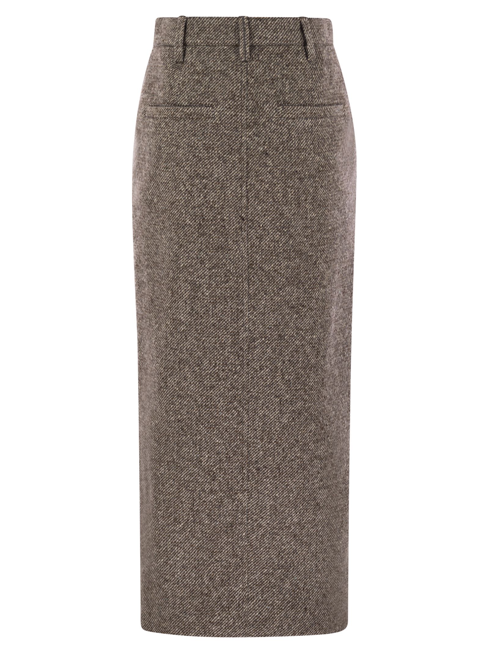 Brunello Cucinelli Women Sartorial Pencil Skirt In Diagonal Mélange Of Virgin Wool And Silk With Moniline BRUNELLO CUCINELLI