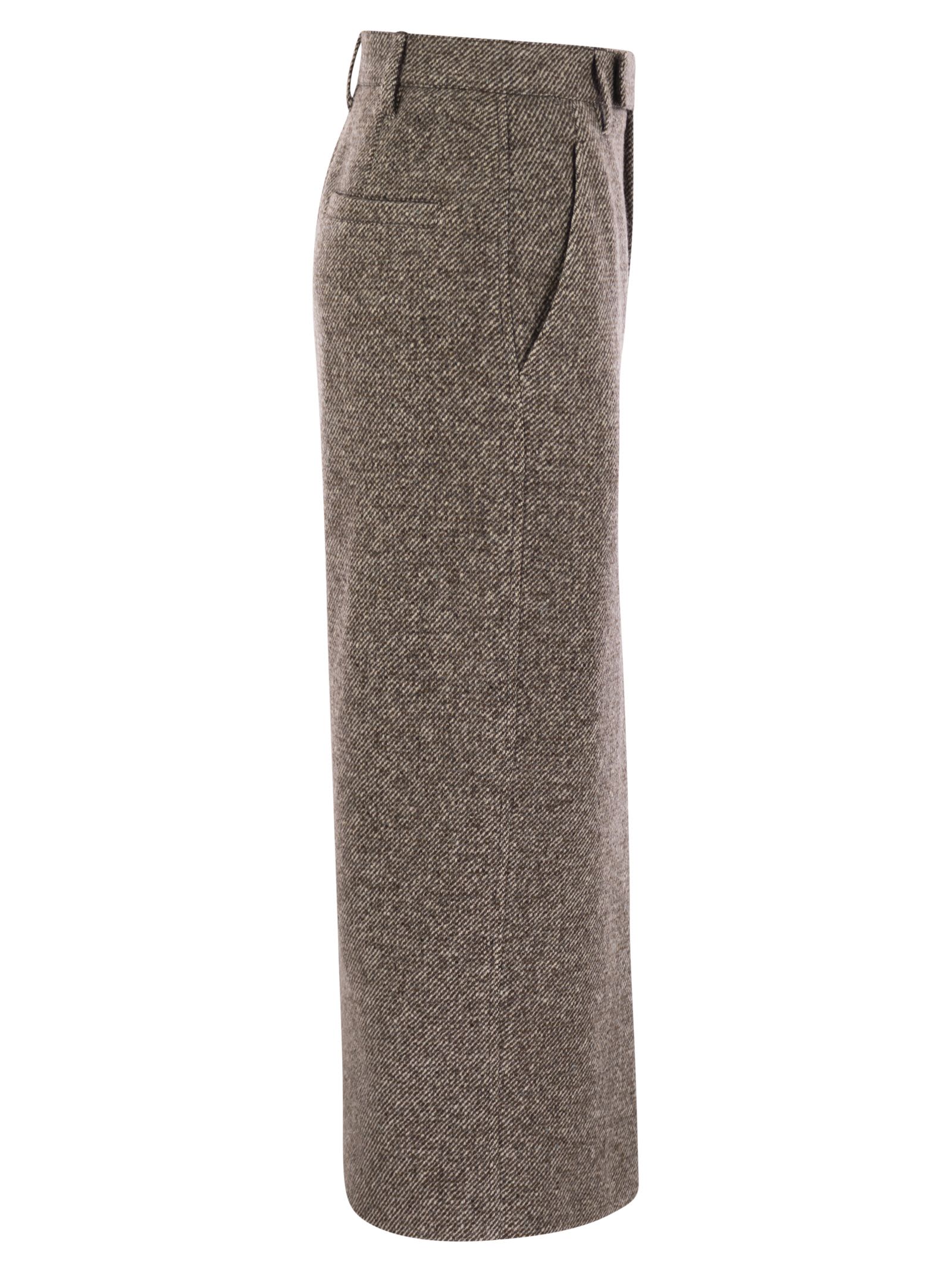 Brunello Cucinelli Women Sartorial Pencil Skirt In Diagonal Mélange Of Virgin Wool And Silk With Moniline BRUNELLO CUCINELLI