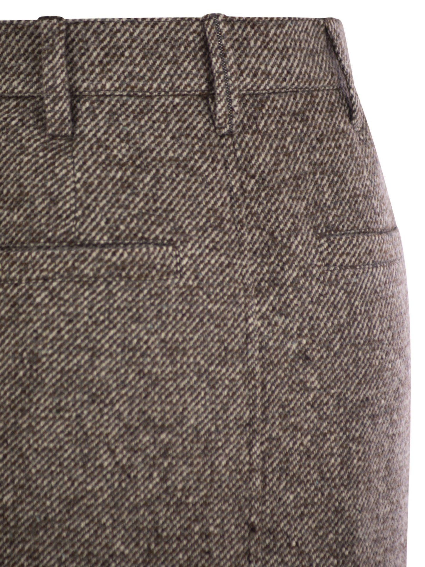 Brunello Cucinelli Women Sartorial Pencil Skirt In Diagonal Mélange Of Virgin Wool And Silk With Moniline BRUNELLO CUCINELLI