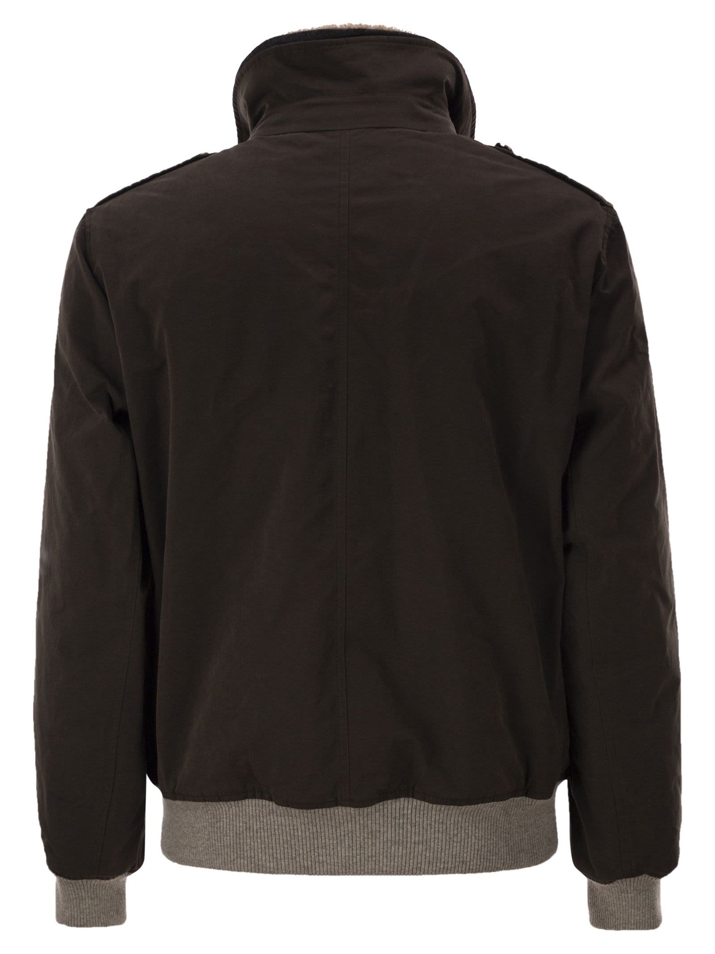 Brunello Cucinelli Men Padded Bomber Jacket With Shearling Collar And Tailored Details BRUNELLO CUCINELLI