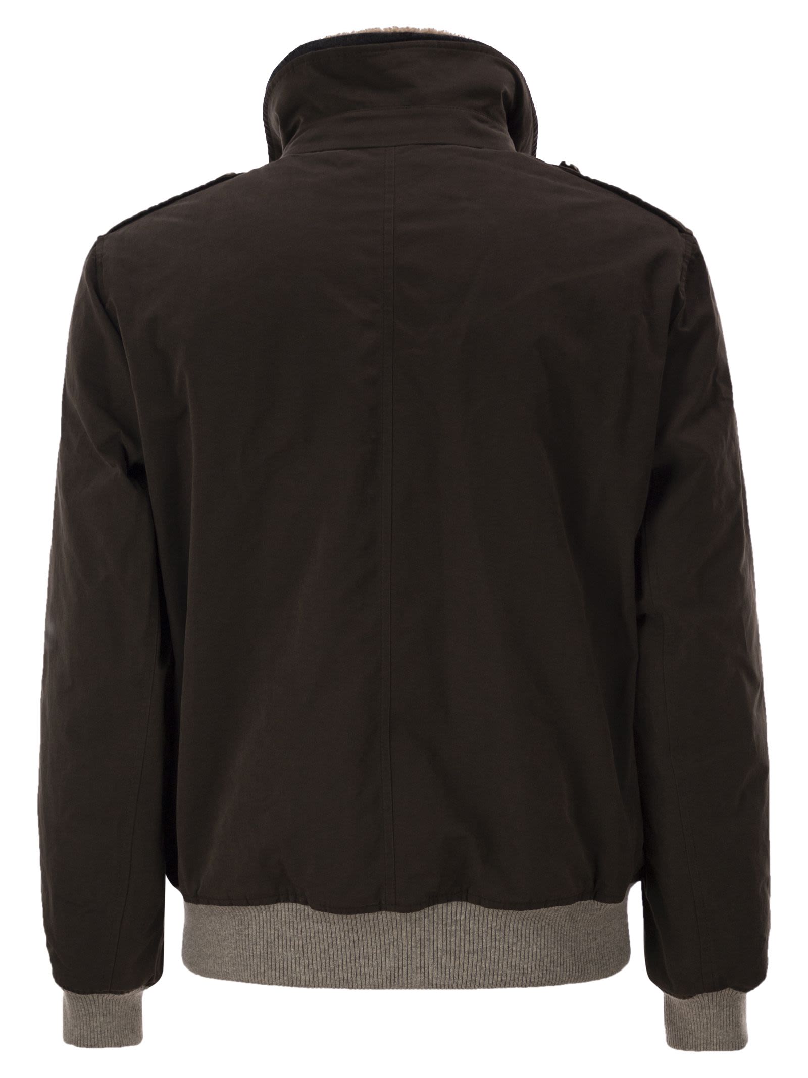 Brunello Cucinelli Men Padded Bomber Jacket With Shearling Collar And Tailored Details BRUNELLO CUCINELLI