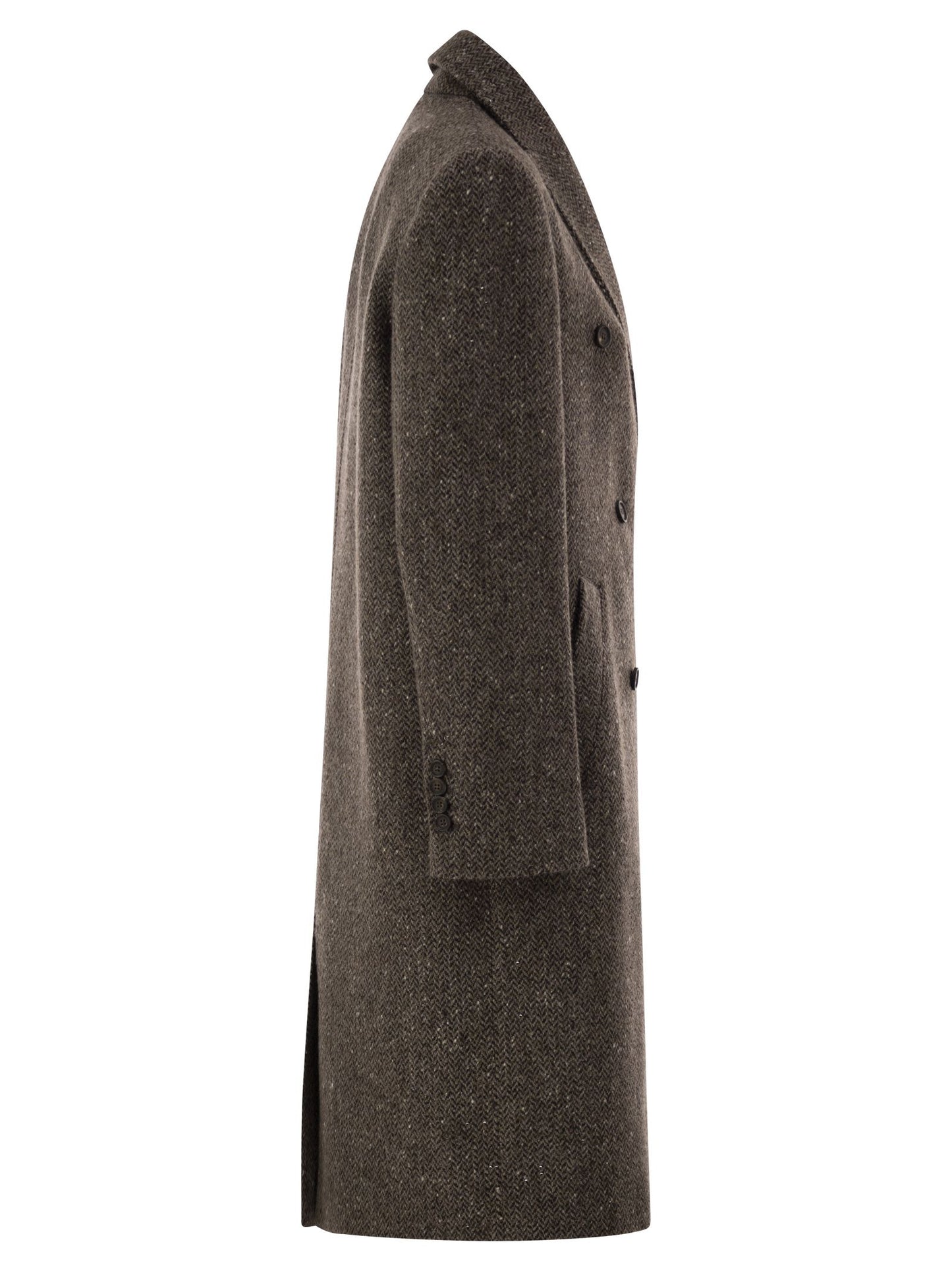 Brunello Cucinelli Women Double-Breasted Herringbone Tweed Coat With Sequins BRUNELLO CUCINELLI