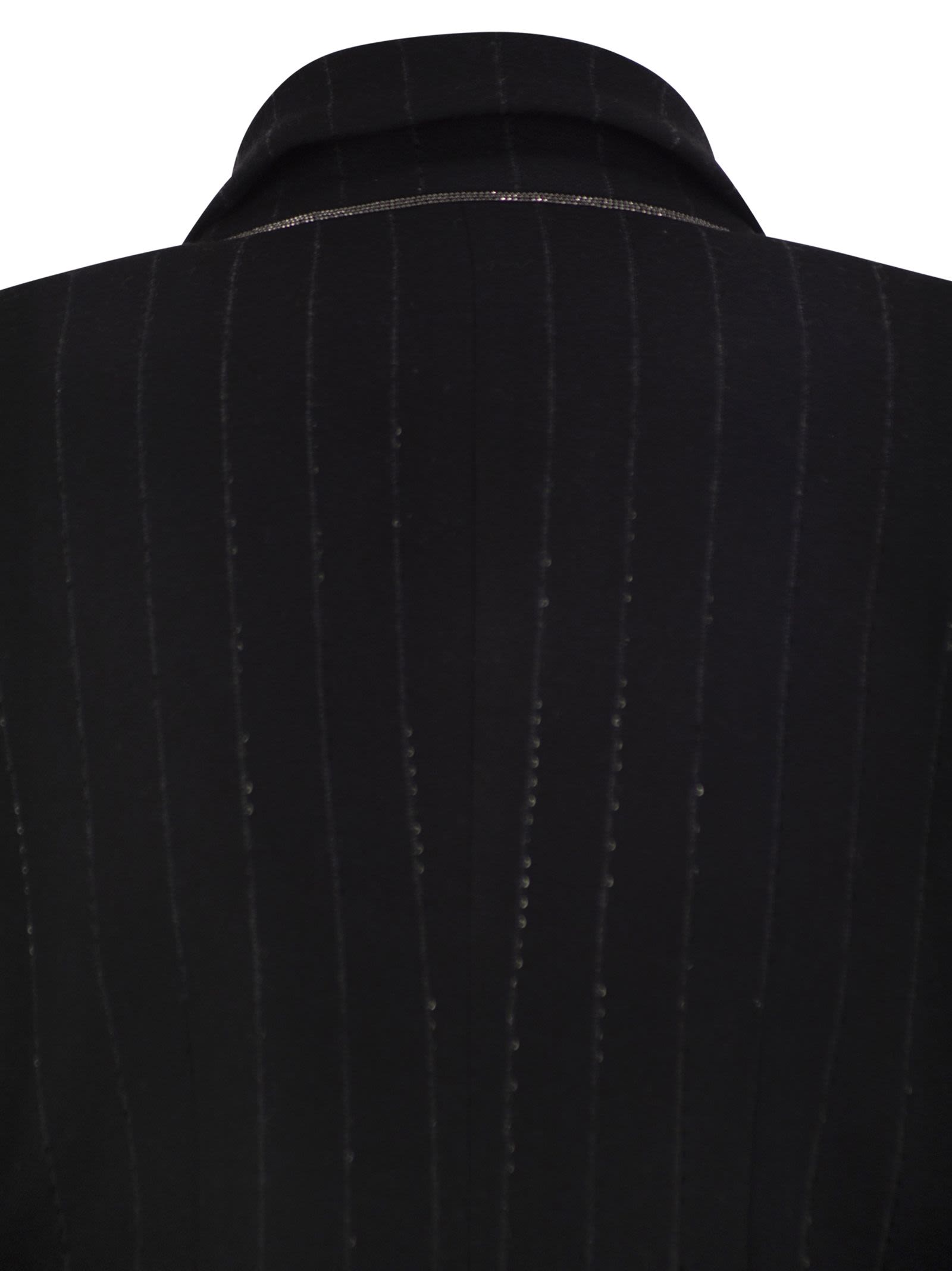 Brunello Cucinelli Women Double-Breasted Pinstripe Blazer With Sequins BRUNELLO CUCINELLI