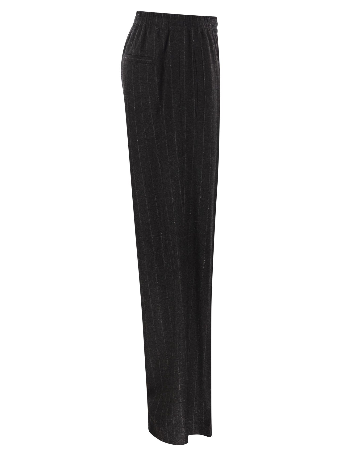 Brunello Cucinelli Women Pinstriped Flannel Trousers With Sequins
