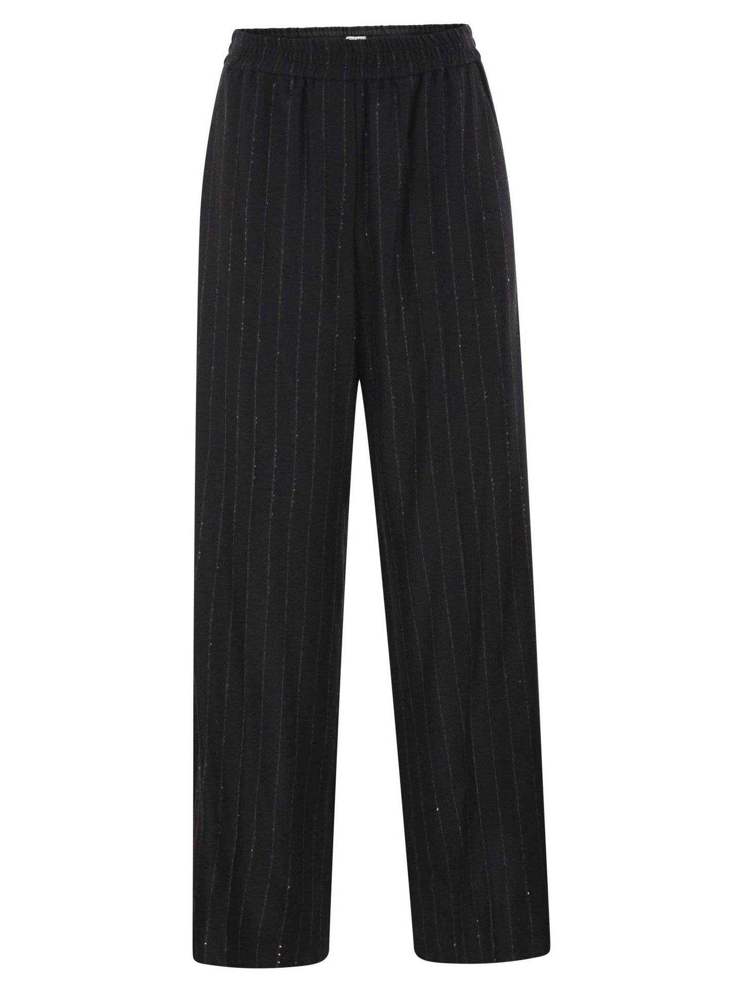Brunello Cucinelli Women Pinstripe Trousers With Sequins And Elasticated Waist BRUNELLO CUCINELLI