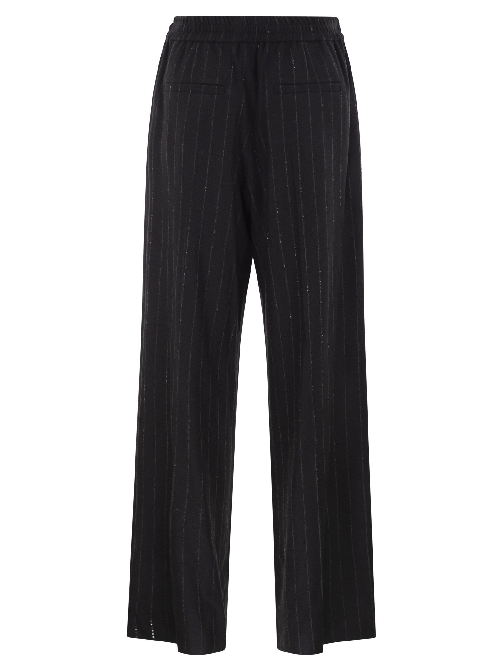 Brunello Cucinelli Women Pinstripe Trousers With Sequins And Elasticated Waist BRUNELLO CUCINELLI
