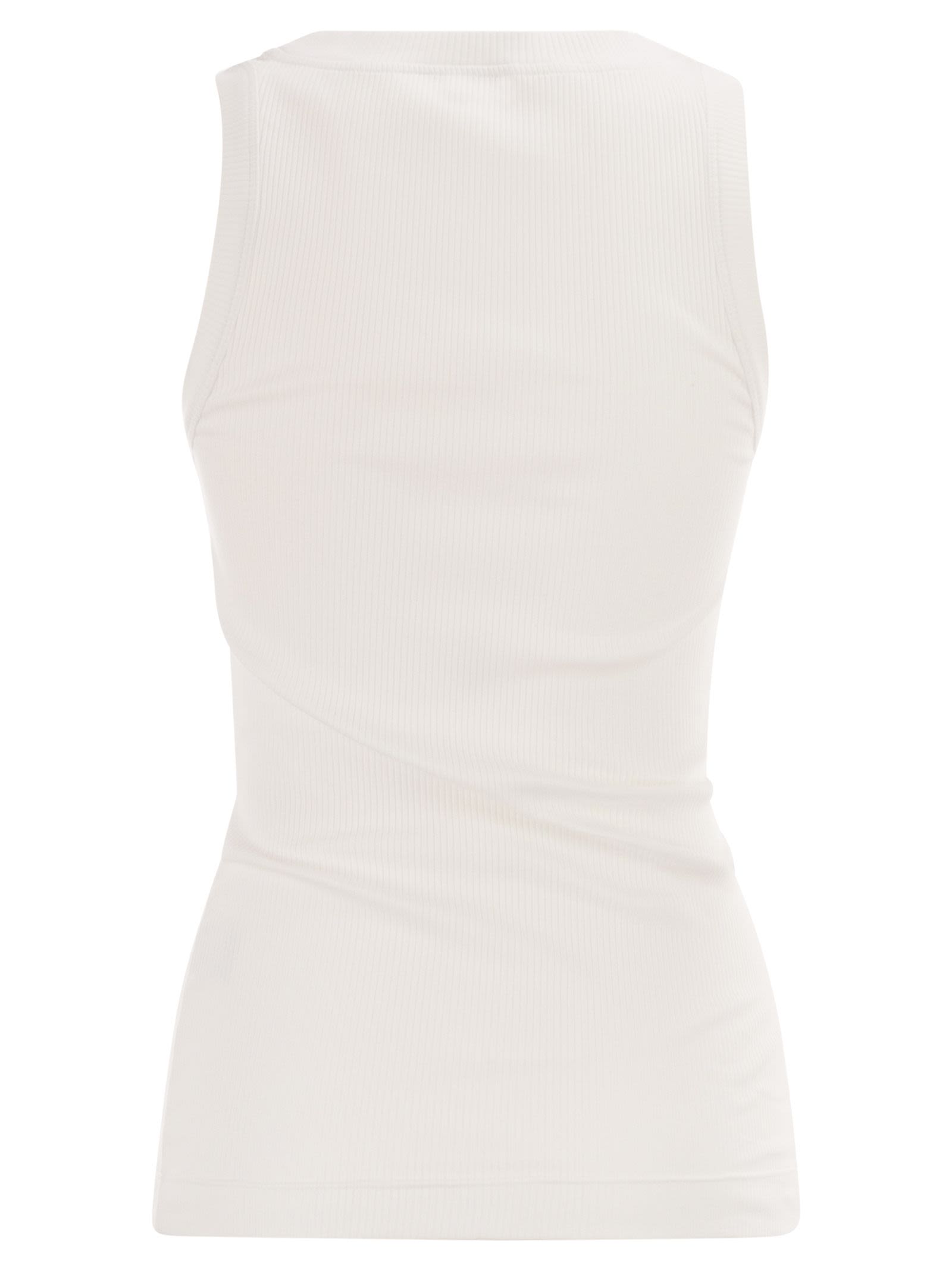 Brunello Cucinelli Women Sleeveless Ribbed Top In Stretch Cotton With Jewelled Trim BRUNELLO CUCINELLI