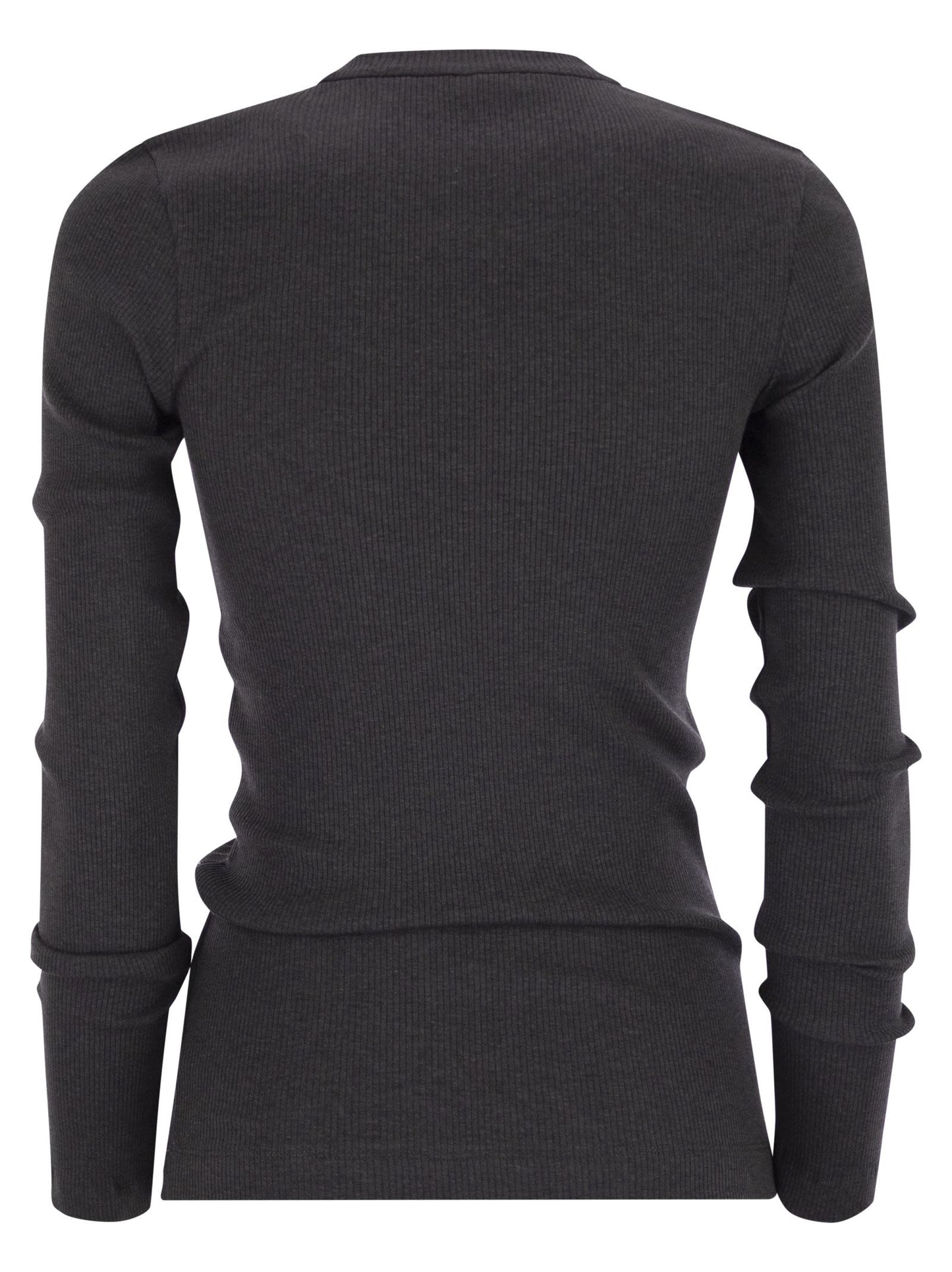 Brunello Cucinelli Women Cotton Jersey T-Shirt With Dazzling Chalk Stripe Embroidery BRUNELLO CUCINELLI