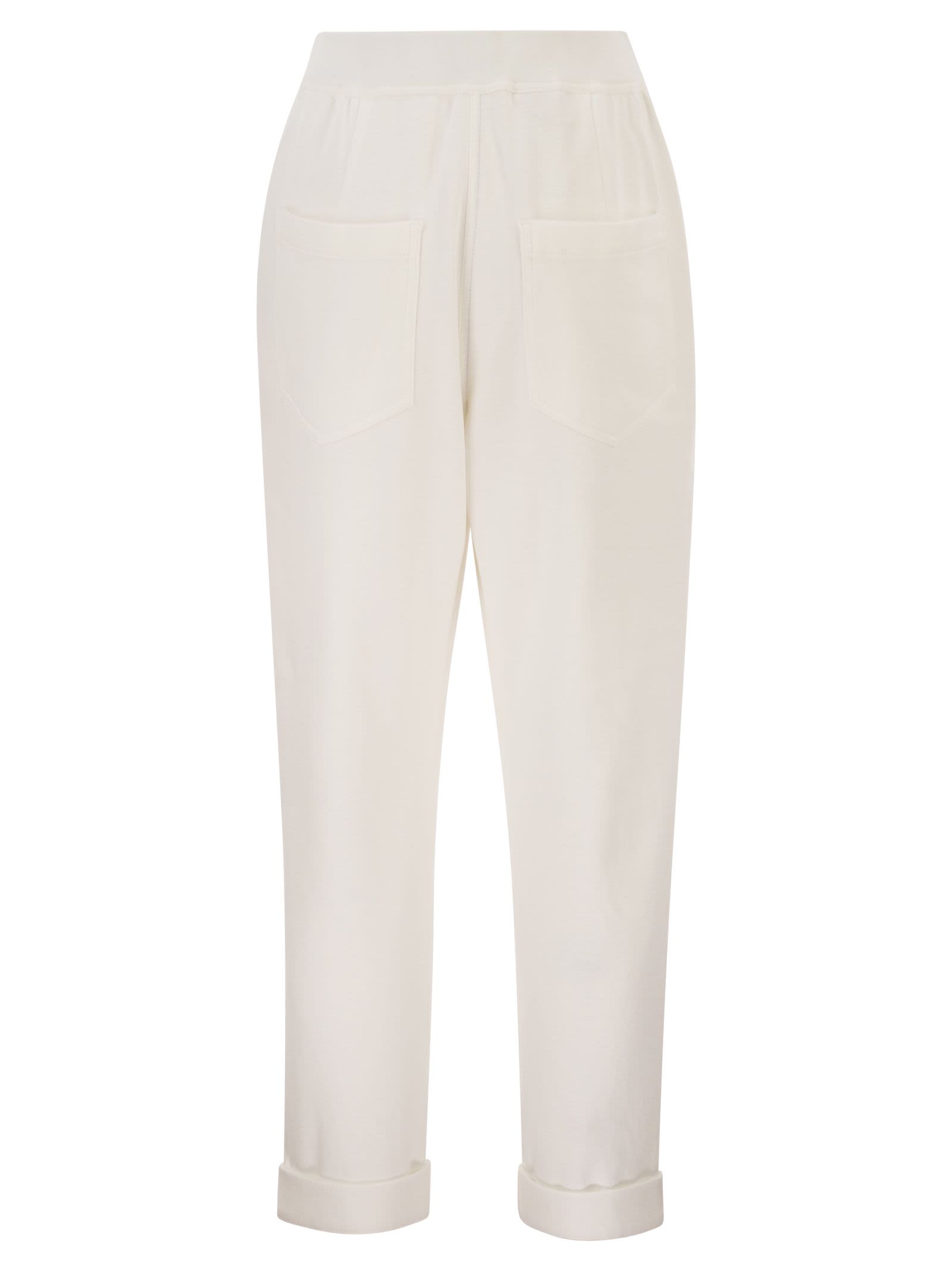 Brunello Cucinelli Women Stretch Cotton Gabardine Jogging Trousers BRUNELLO CUCINELLI