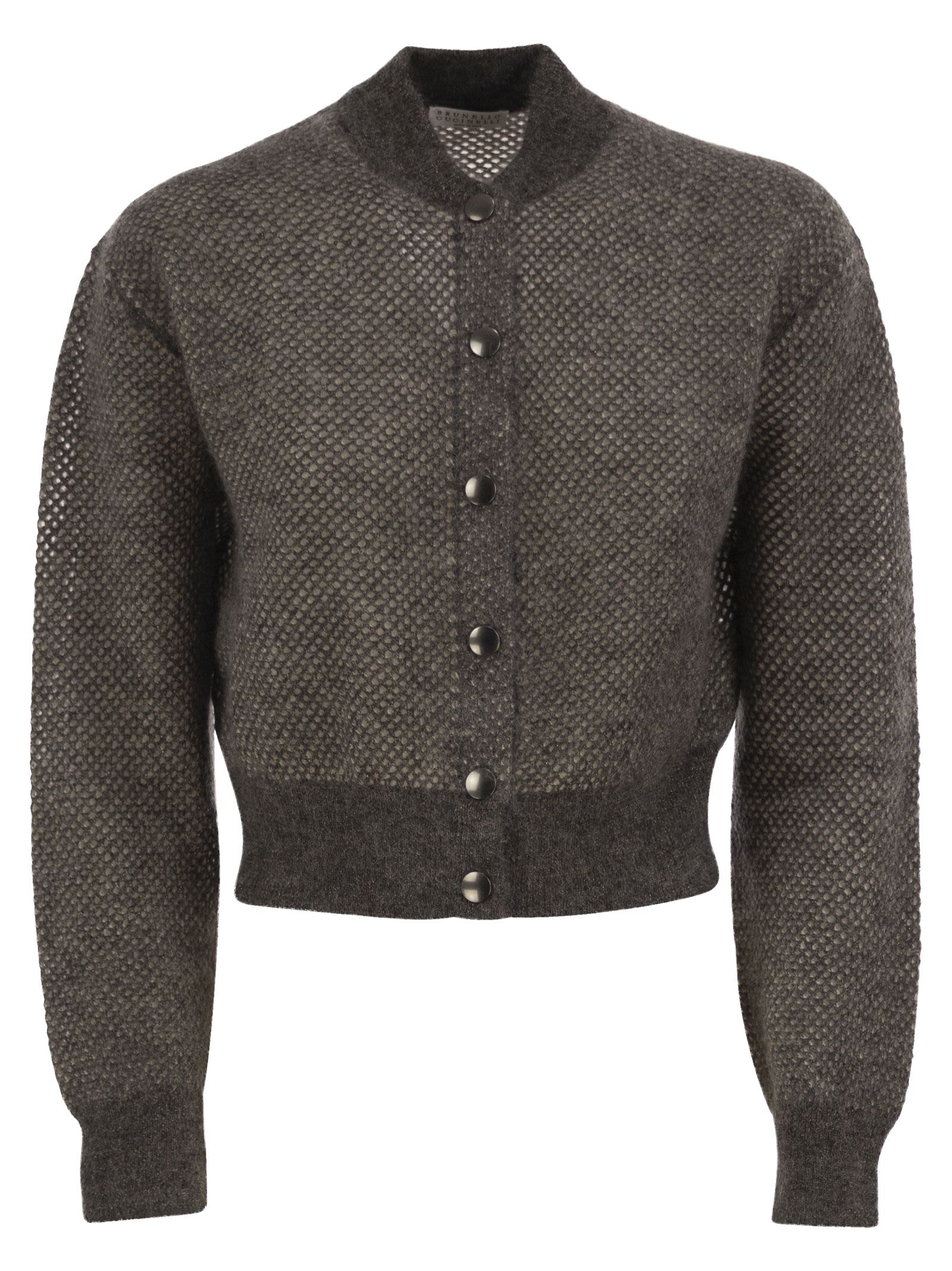Brunello Cucinelli Women Openwork Mohair Cardigan With Shimmering Yarn BRUNELLO CUCINELLI
