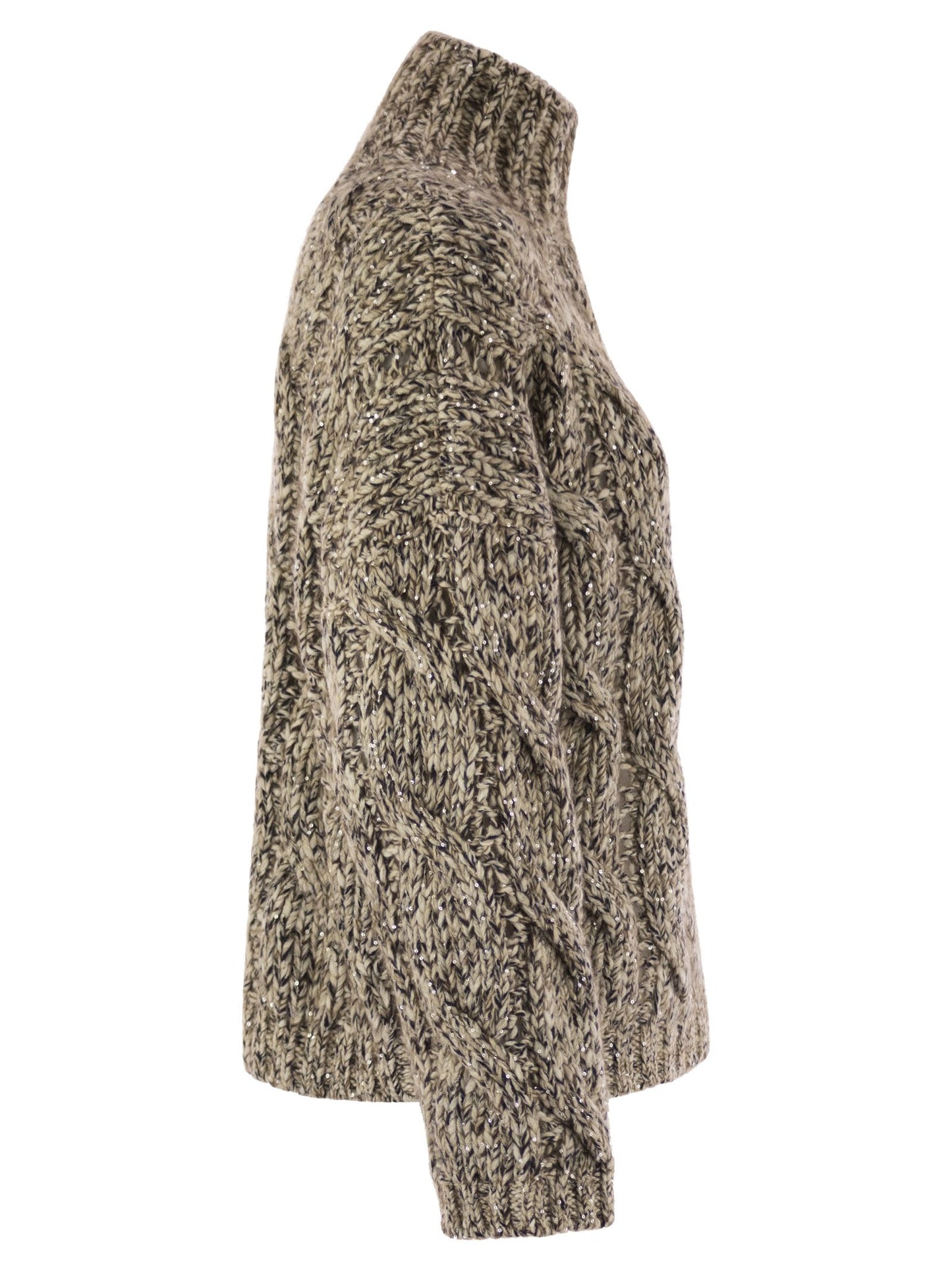 Brunello Cucinelli Women Soft Wool, Cashmere And Mohair Turtleneck Sweater With Braided Design BRUNELLO CUCINELLI