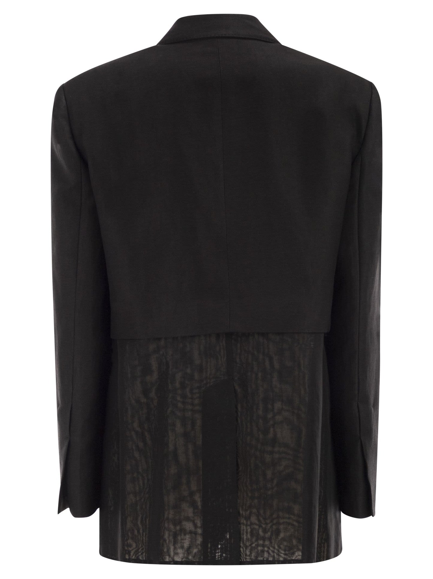 Brunello Cucinelli Women Women's Single-Breasted Viscose And Linen Jacket With Transparent Insert BRUNELLO CUCINELLI