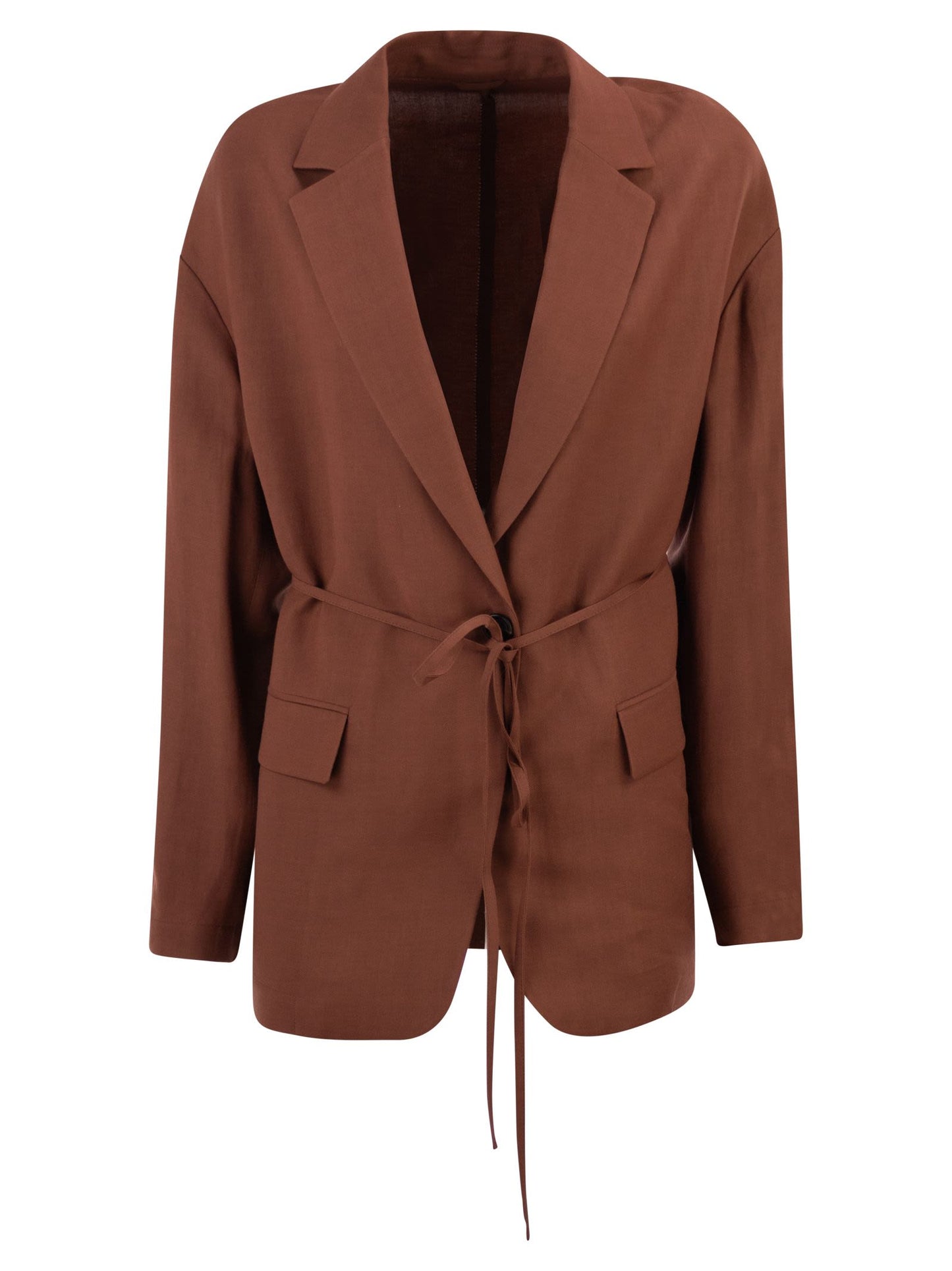 Brunello Cucinelli Women Fluid Viscose And Linen Twill Jacket With Jewellery BRUNELLO CUCINELLI