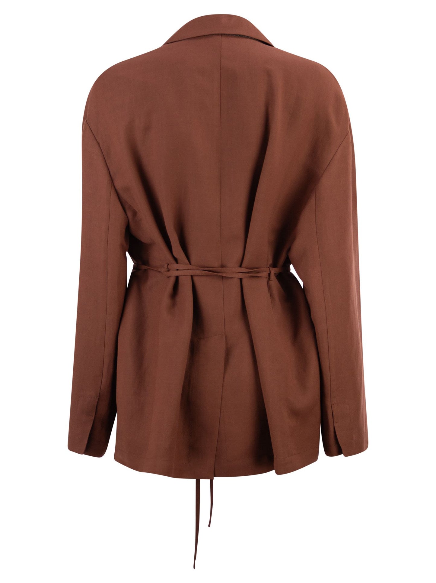 Brunello Cucinelli Women Fluid Viscose And Linen Twill Jacket With Jewellery BRUNELLO CUCINELLI