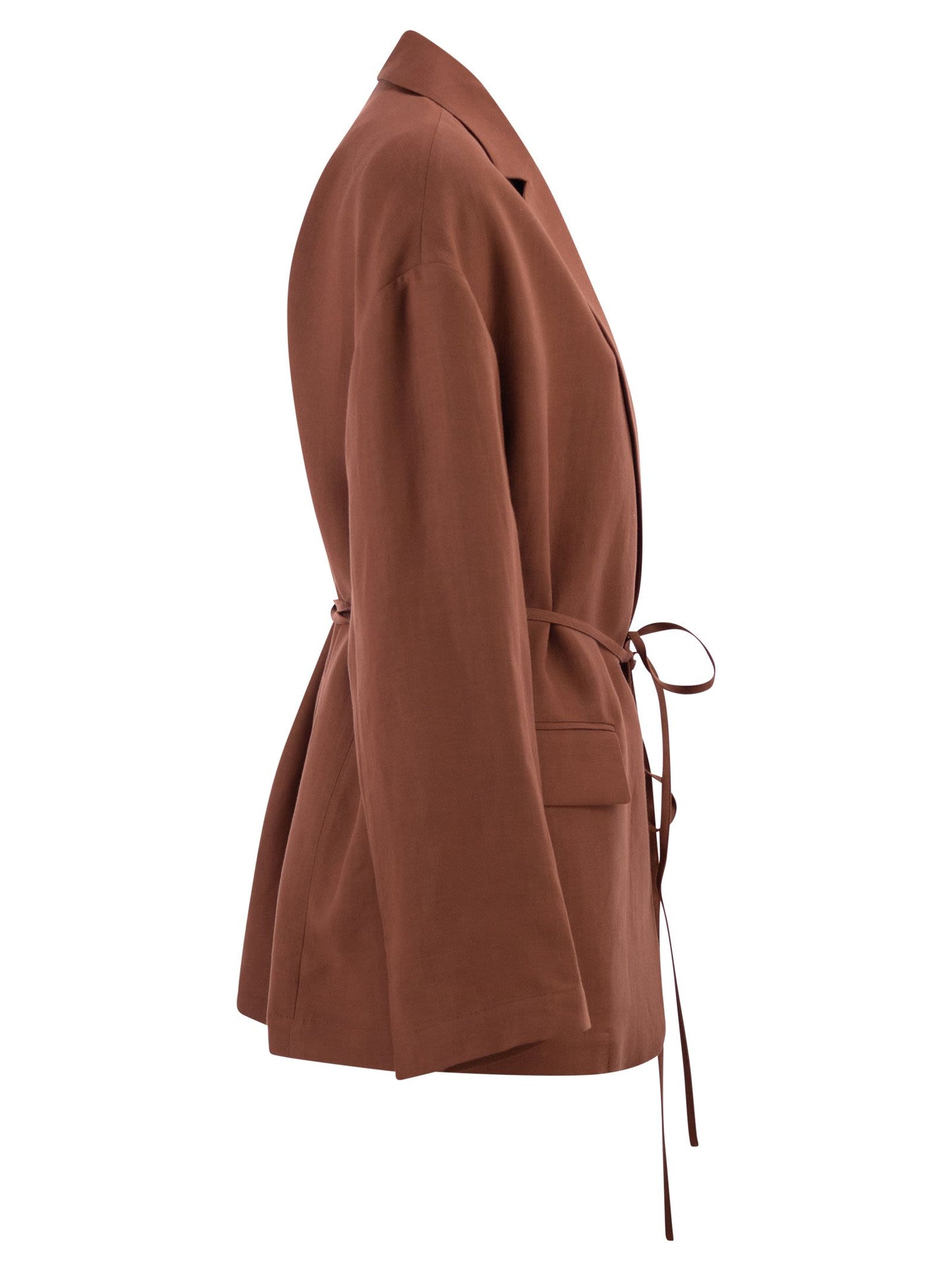 Brunello Cucinelli Women Fluid Viscose And Linen Twill Jacket With Jewellery BRUNELLO CUCINELLI