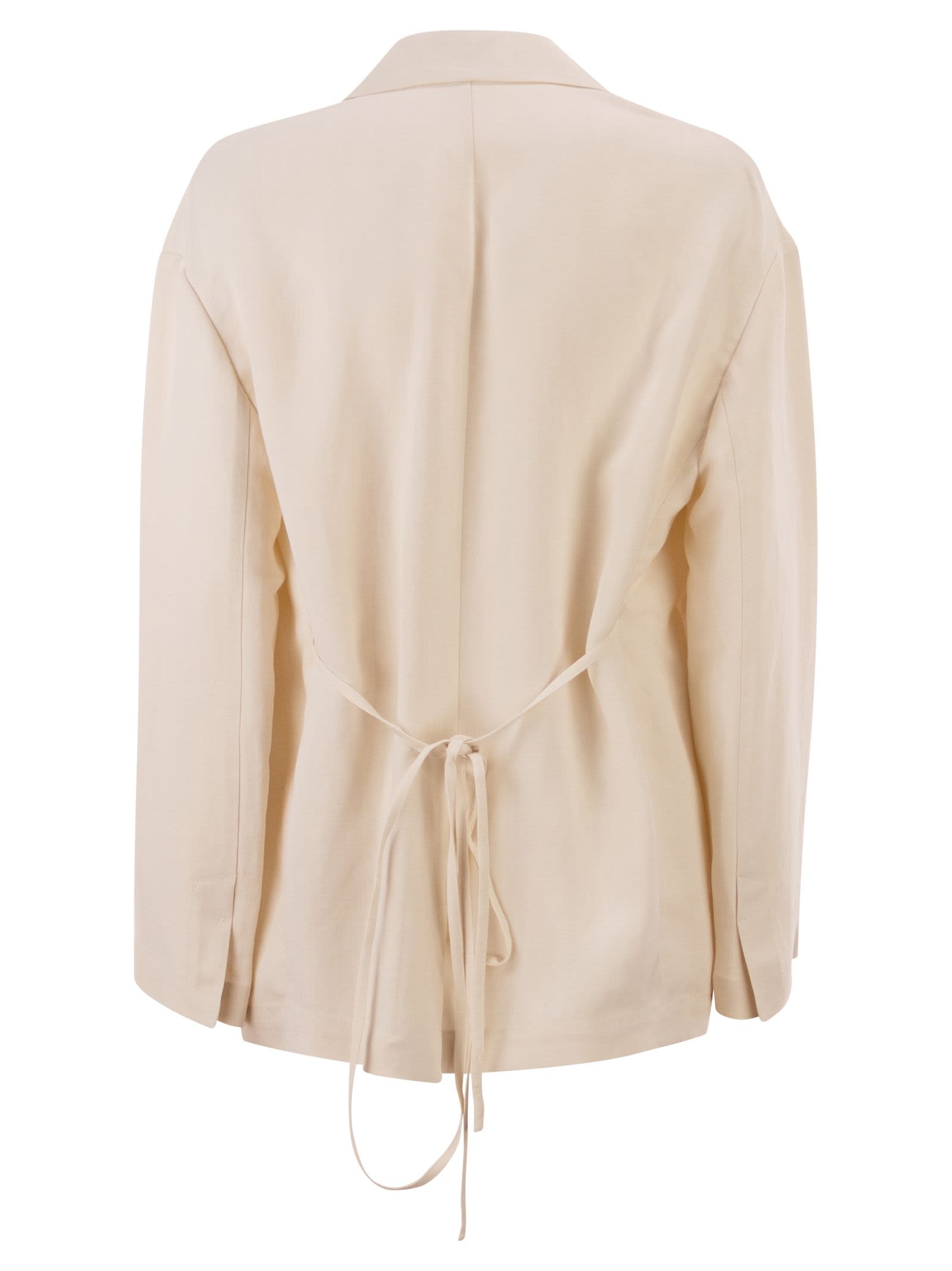 Brunello Cucinelli Women Fluid Viscose And Linen Twill Jacket With Jewellery BRUNELLO CUCINELLI