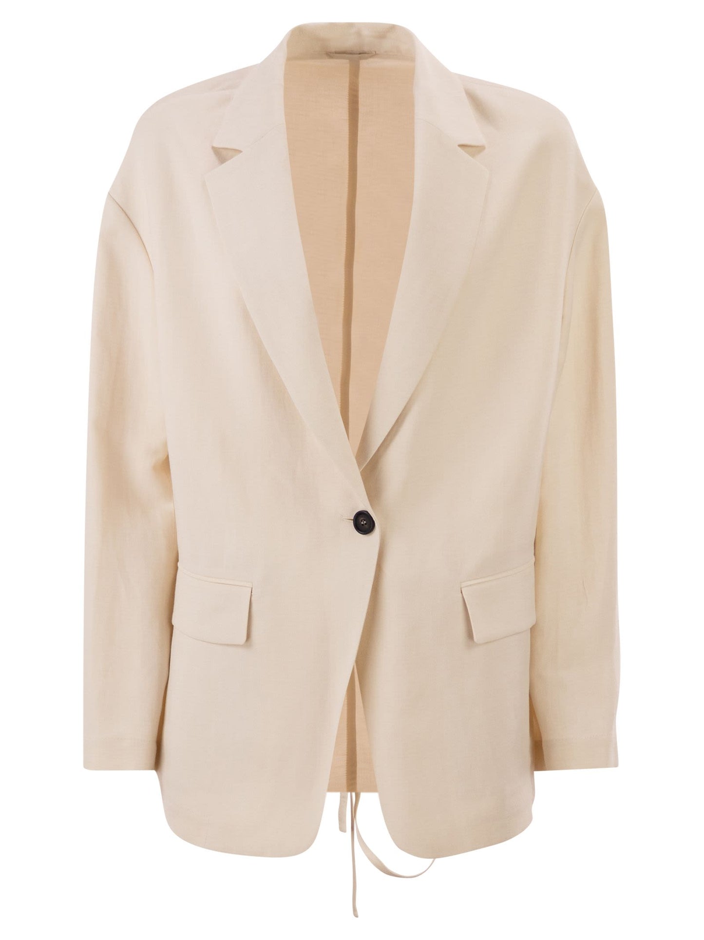 Brunello Cucinelli Women Fluid Viscose And Linen Twill Jacket With Jewellery BRUNELLO CUCINELLI