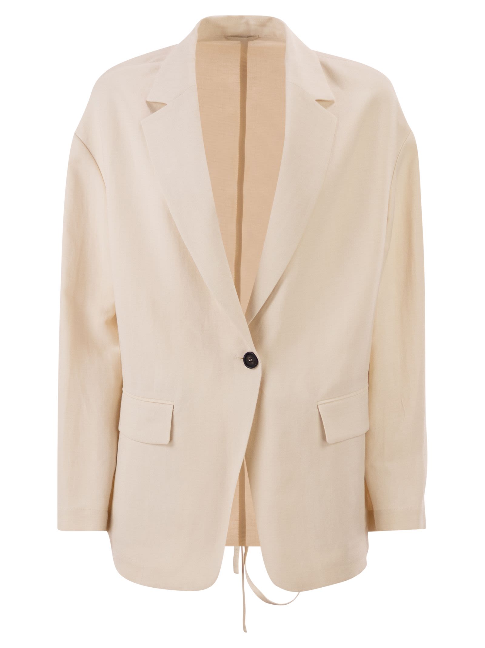 Brunello Cucinelli Women Fluid Viscose And Linen Twill Jacket With Jewellery BRUNELLO CUCINELLI