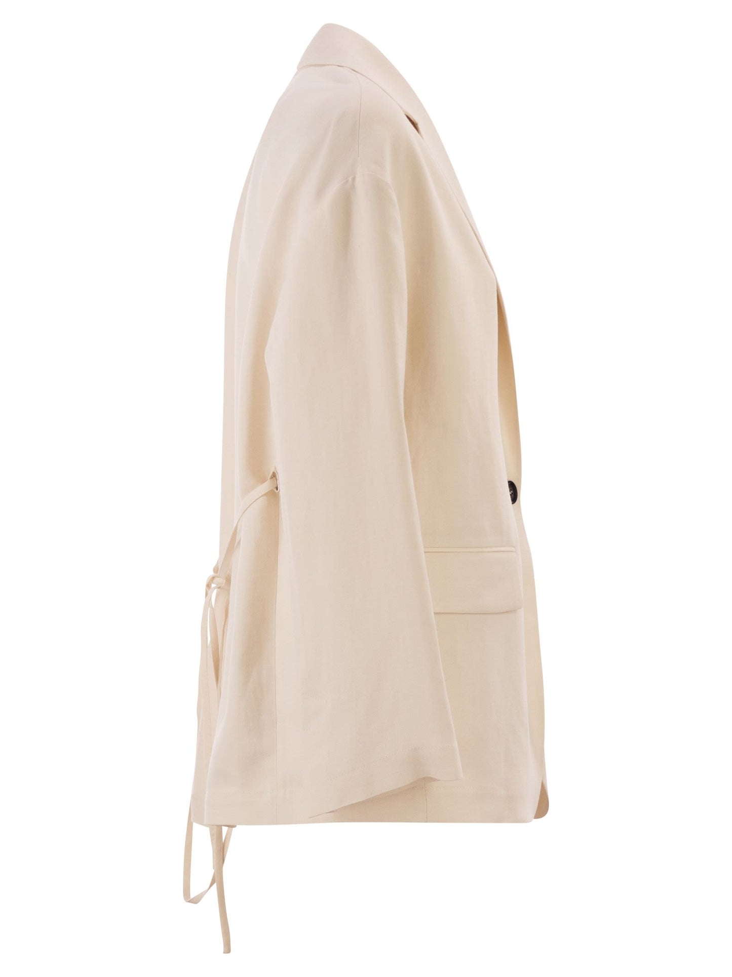 Brunello Cucinelli Women Fluid Viscose And Linen Twill Jacket With Jewellery BRUNELLO CUCINELLI