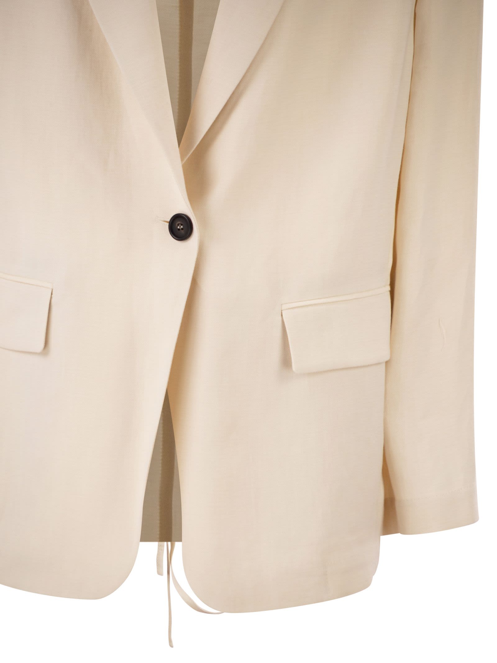 Brunello Cucinelli Women Fluid Viscose And Linen Twill Jacket With Jewellery BRUNELLO CUCINELLI