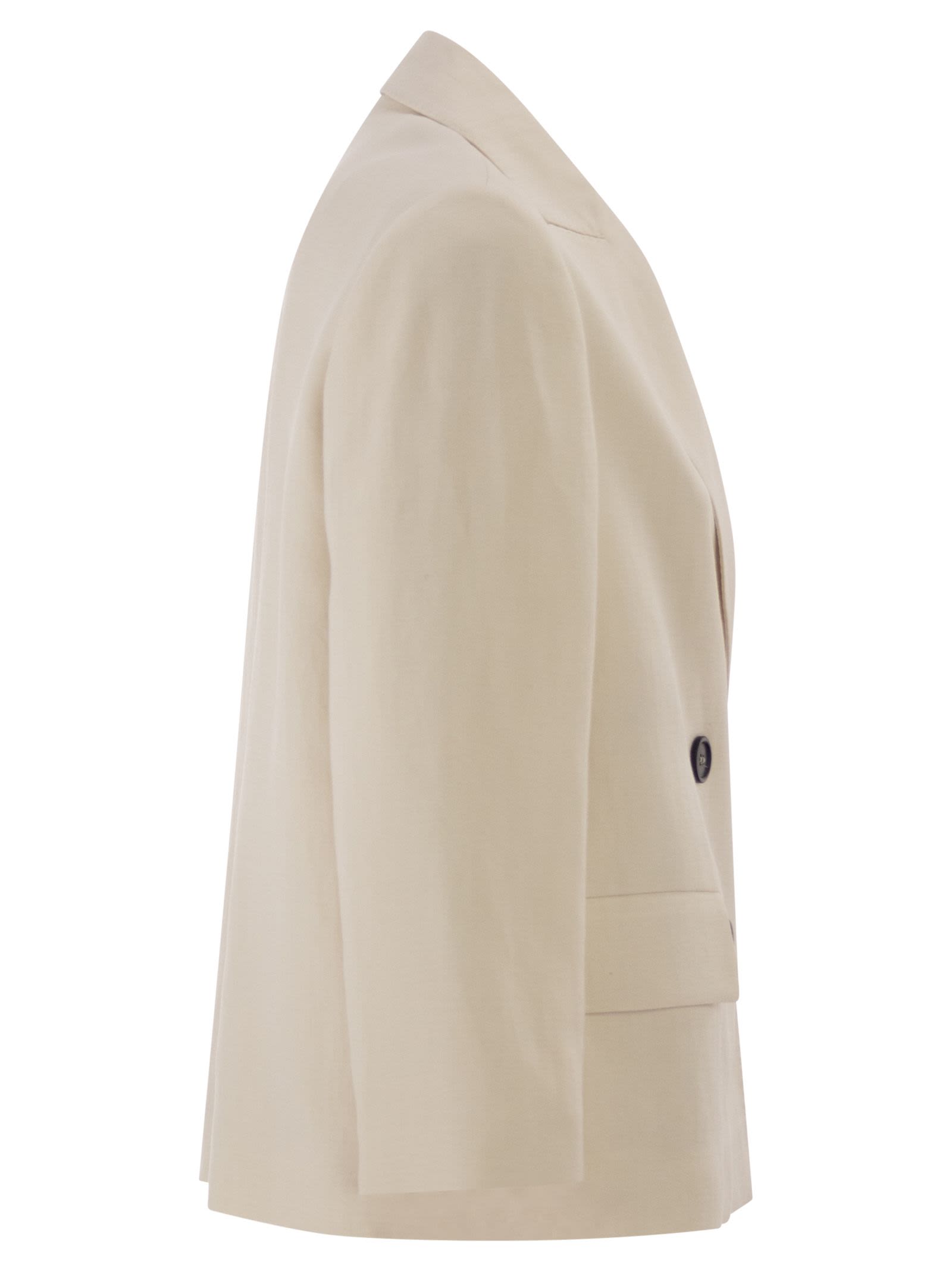 Brunello Cucinelli Women Fluid Viscose And Linen Twill Blazer With Jewellery BRUNELLO CUCINELLI