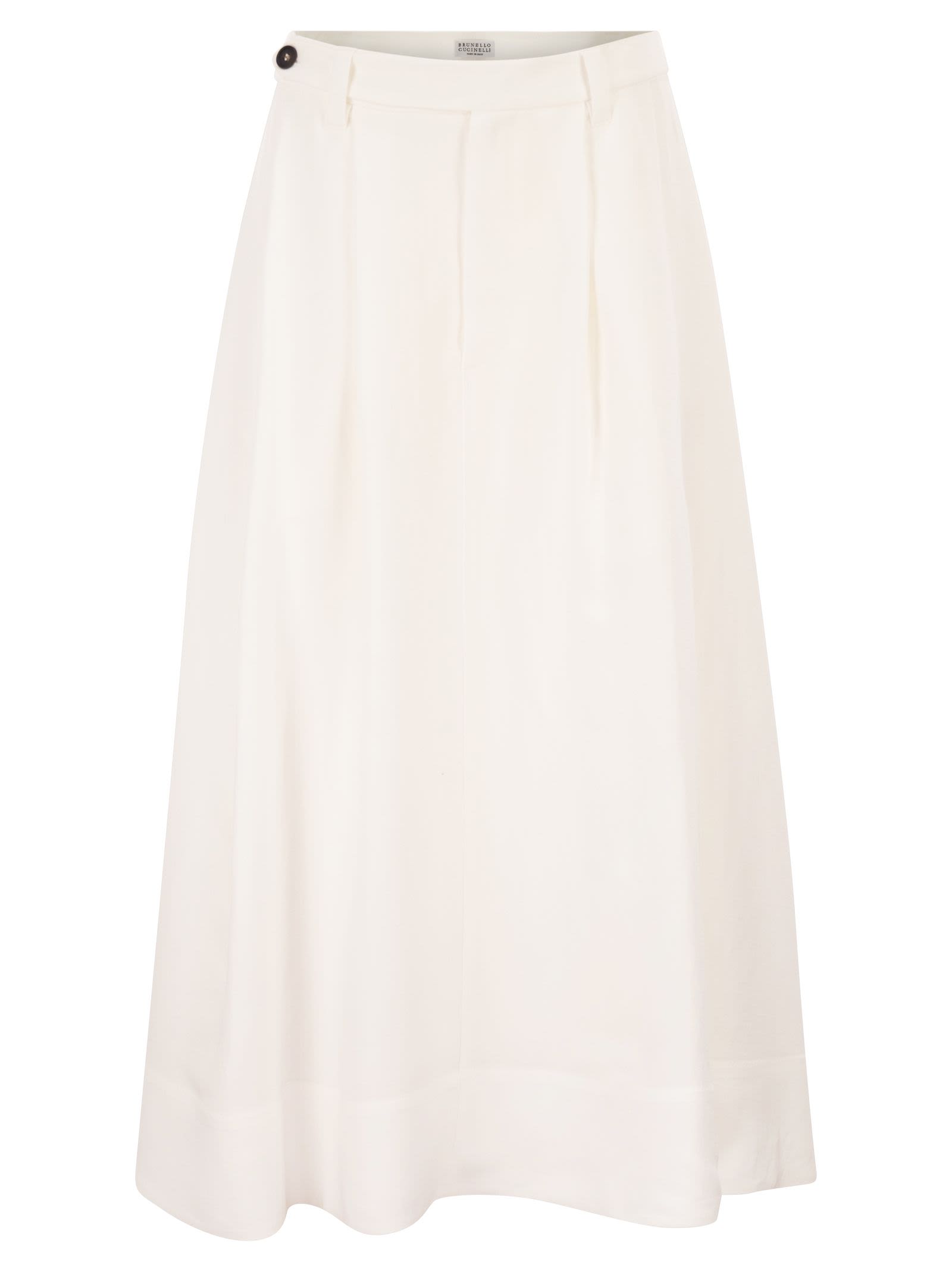 Brunello Cucinelli Women Sartorial Skirt In Fluid Viscose And Linen Twill With Jewellery Detail BRUNELLO CUCINELLI