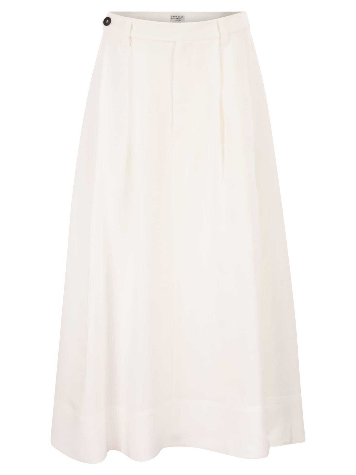Brunello Cucinelli Women Sartorial Skirt In Fluid Viscose And Linen Twill With Jewellery Detail BRUNELLO CUCINELLI