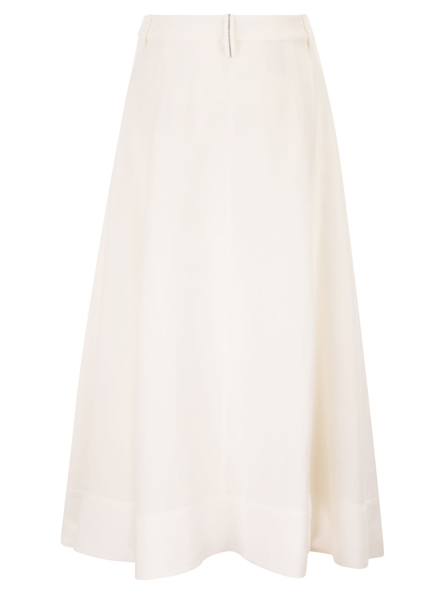 Brunello Cucinelli Women Sartorial Skirt In Fluid Viscose And Linen Twill With Jewellery Detail BRUNELLO CUCINELLI