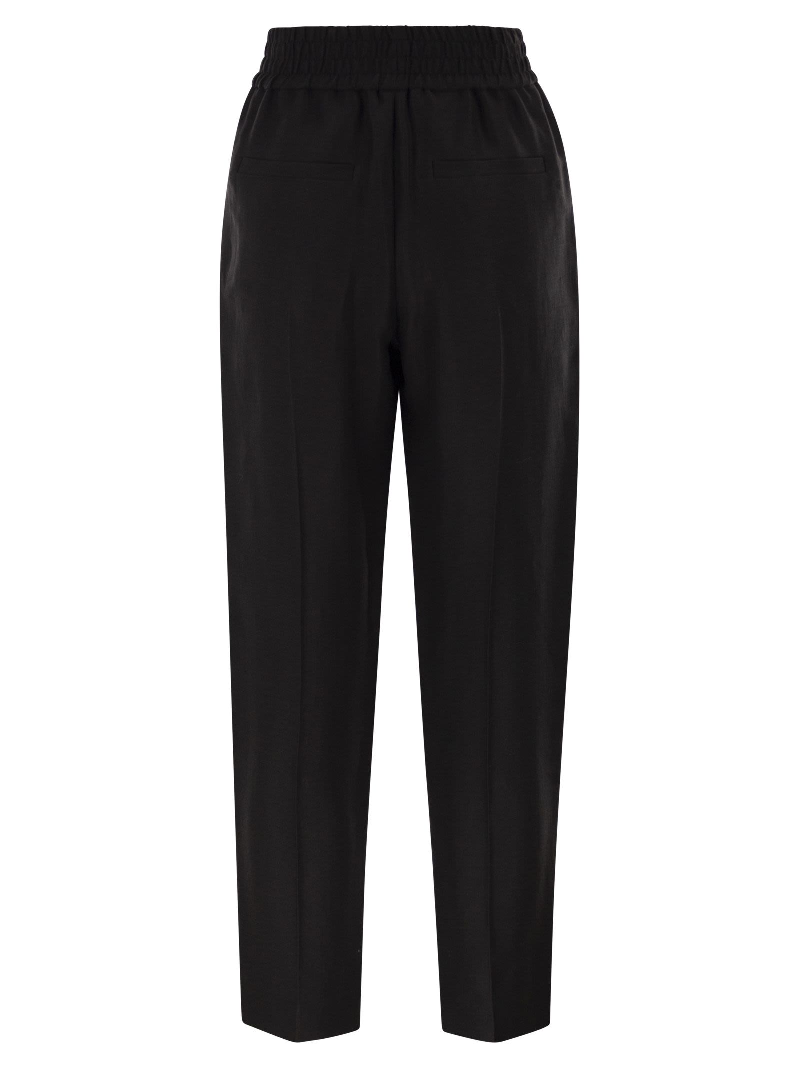 Brunello Cucinelli Women Baggy Pull-Up Trousers In Viscose And Linen Fluid Twill BRUNELLO CUCINELLI