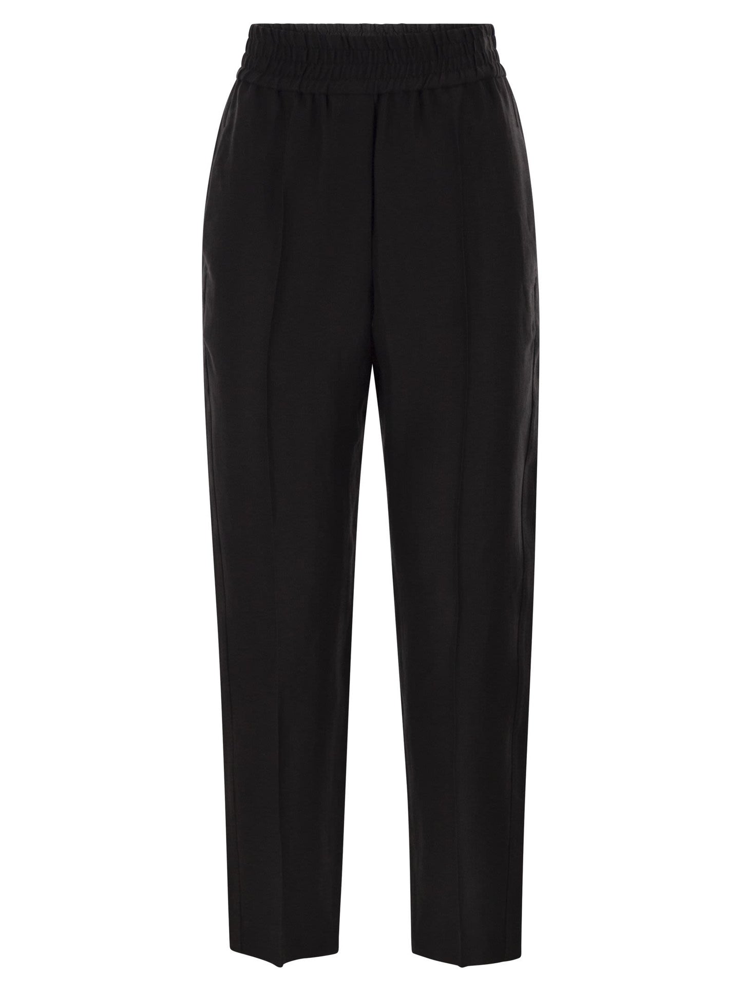 Brunello Cucinelli Women Baggy Pull-Up Trousers In Viscose And Linen Fluid Twill BRUNELLO CUCINELLI
