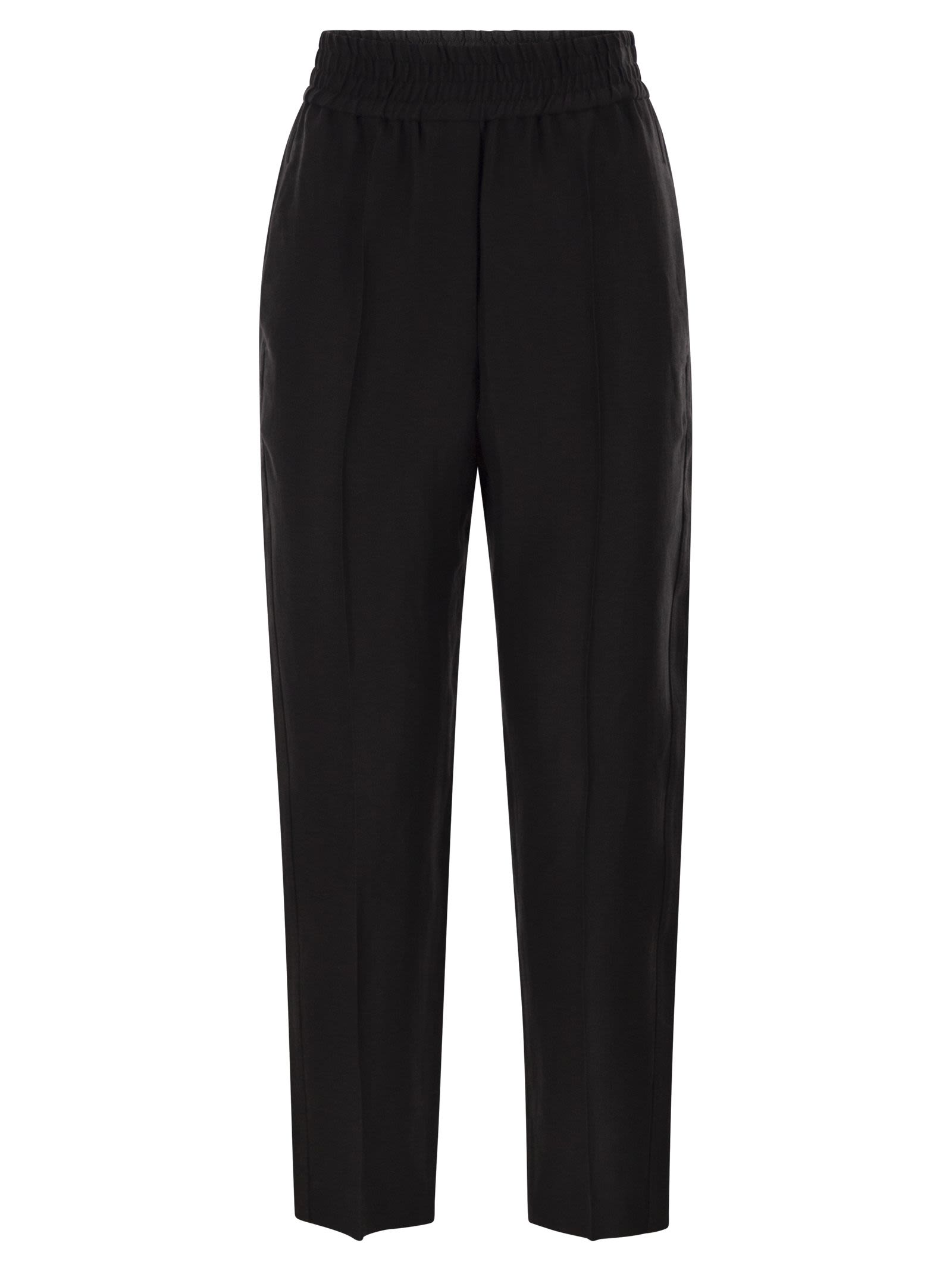 Brunello Cucinelli Women Baggy Pull-Up Trousers In Viscose And Linen Fluid Twill BRUNELLO CUCINELLI
