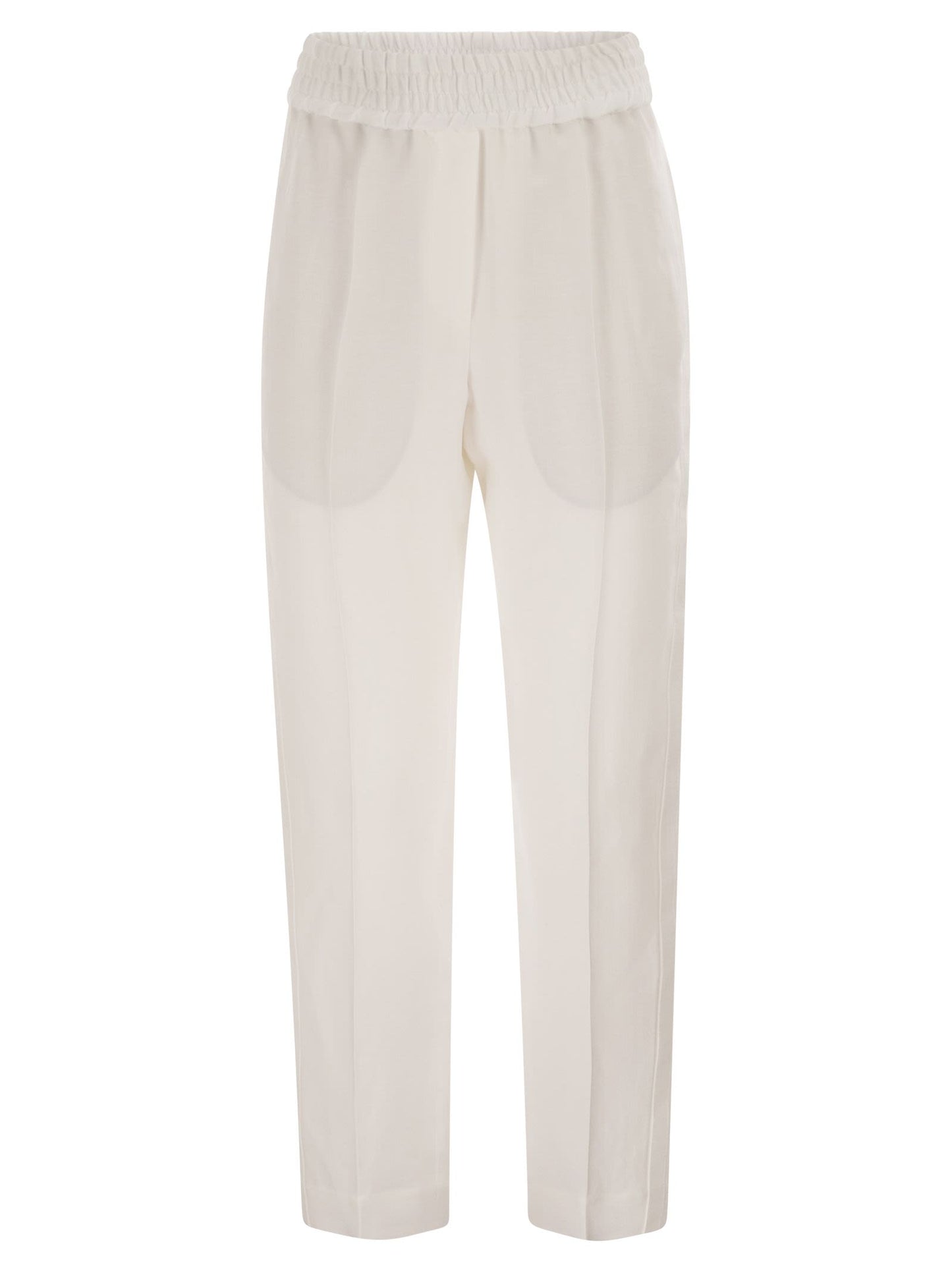 Brunello Cucinelli Women Baggy Pull-Up Trousers In Viscose And Linen Fluid Twill