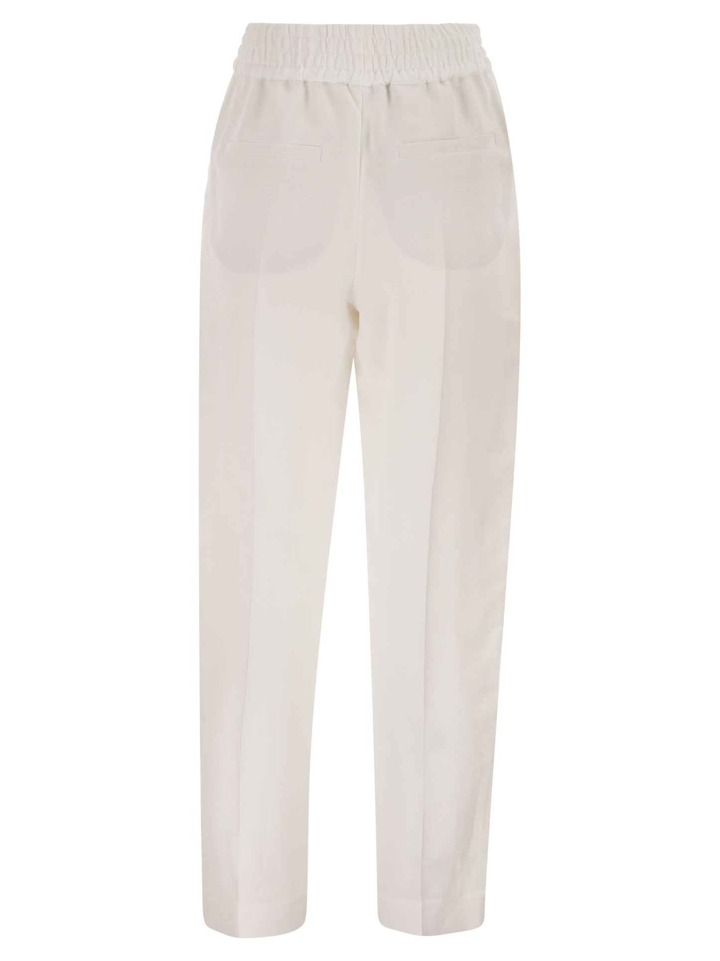 Brunello Cucinelli Women Baggy Pull-Up Trousers In Viscose And Linen Fluid Twill