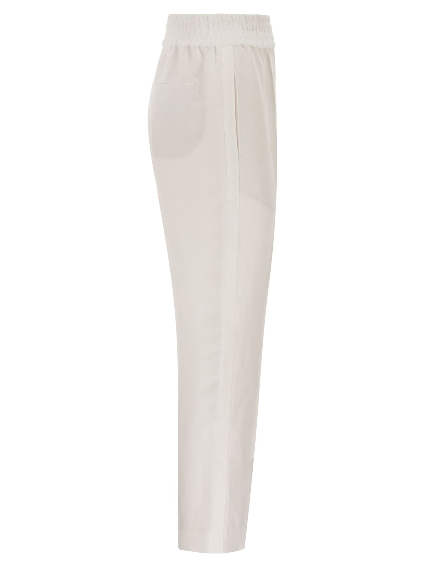 Brunello Cucinelli Women Baggy Pull-Up Trousers In Viscose And Linen Fluid Twill