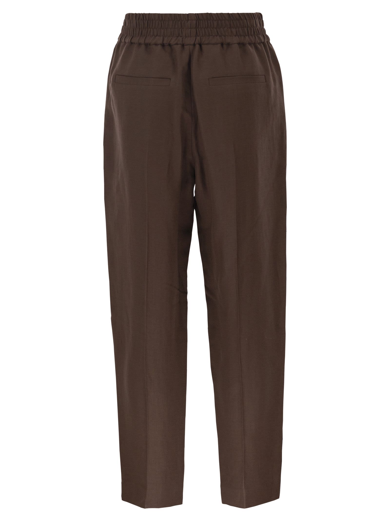 Brunello Cucinelli Women Baggy Pull-Up Trousers In Viscose And Linen Fluid Twill BRUNELLO CUCINELLI